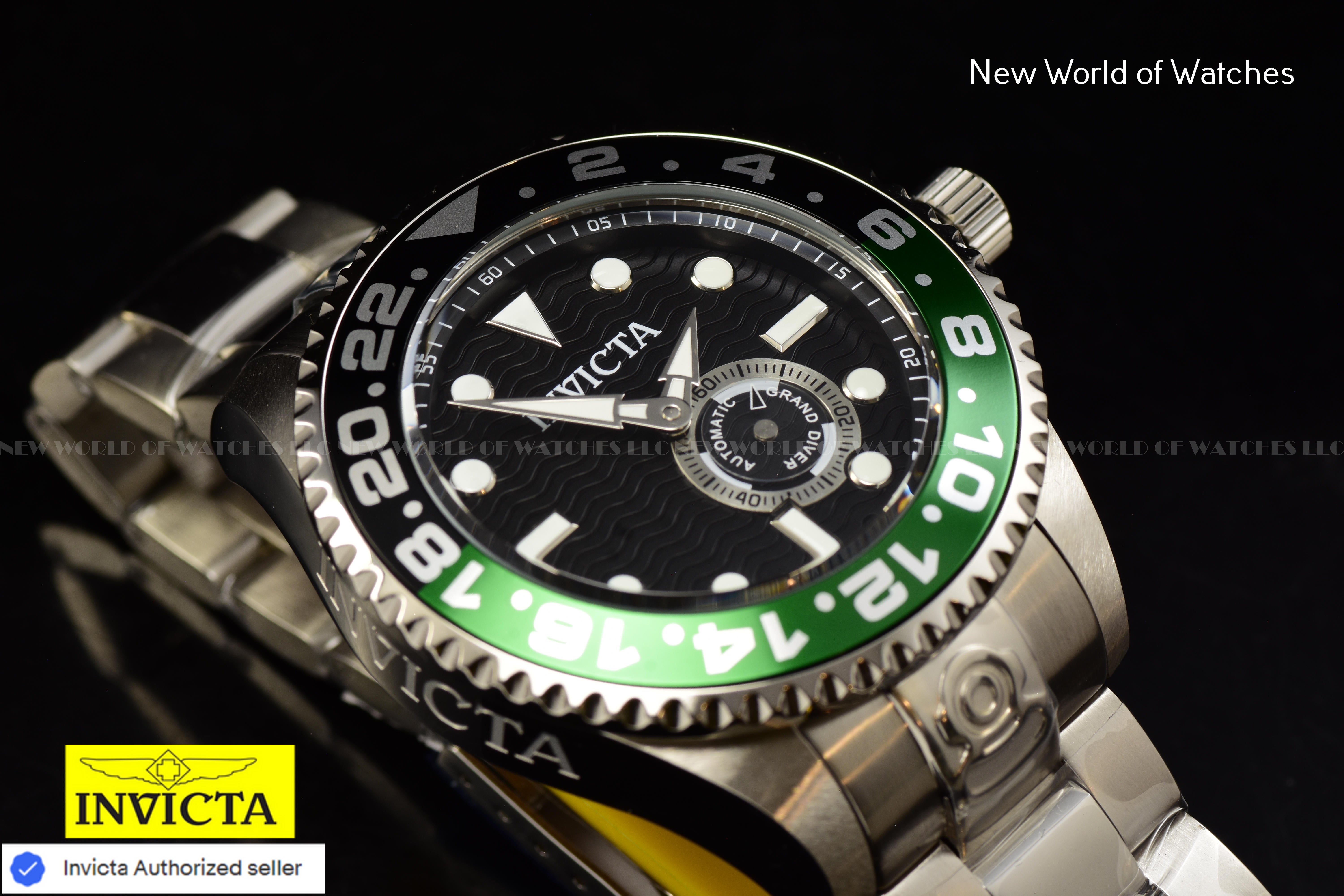 Invicta Men Pro Diver 47mm Black Automatic Japan Stainless Steel Green Black Bezel Watch
