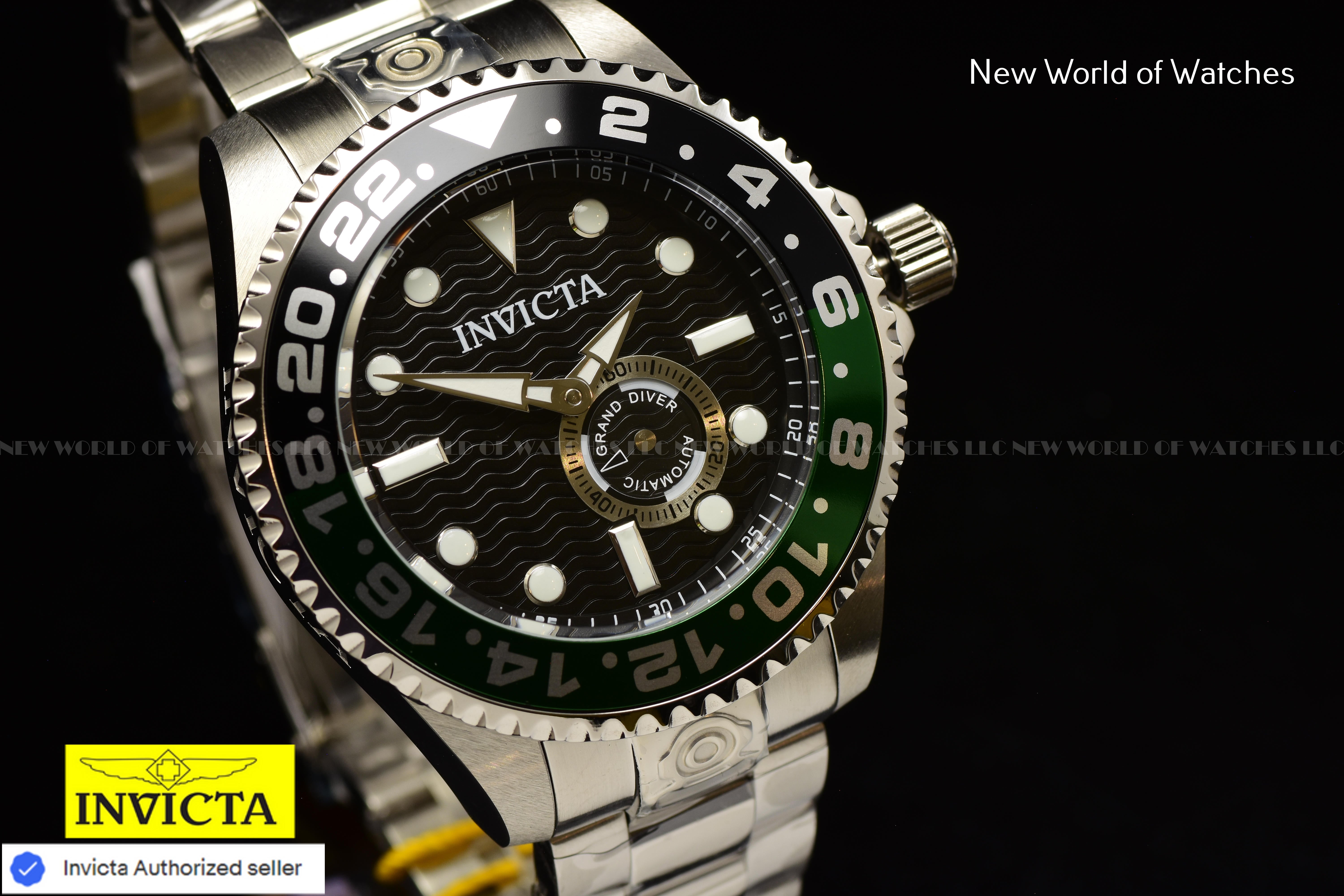 Invicta Men Pro Diver 47mm Black Automatic Japan Stainless Steel Green Black Bezel Watch
