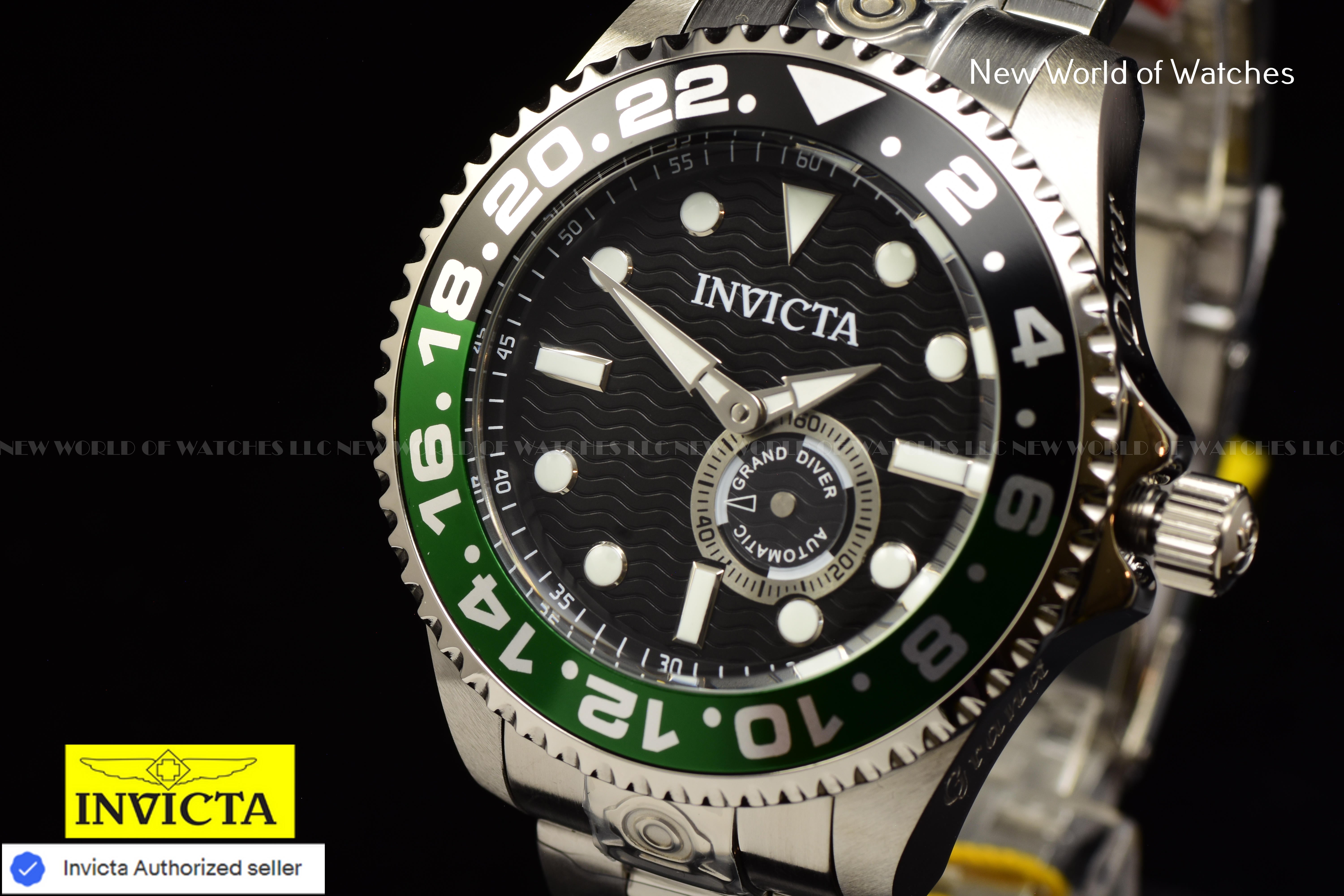 Invicta Men Pro Diver 47mm Black Automatic Japan Stainless Steel Green Black Bezel Watch