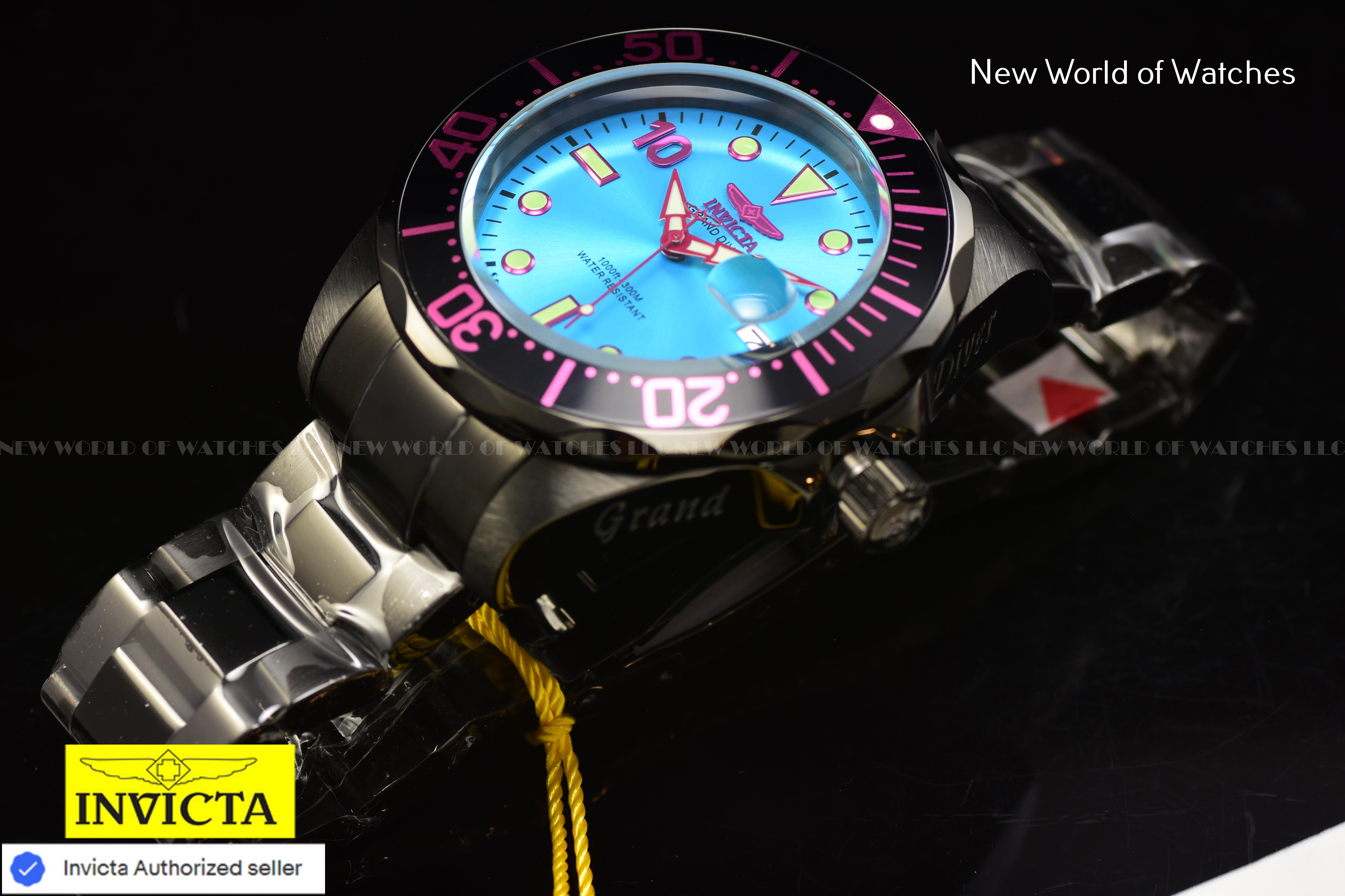 Invicta Men Pro Diver SOUTH BEACH 47mm AQUA Blue Automatic Malaysia Stainless Steel Watch