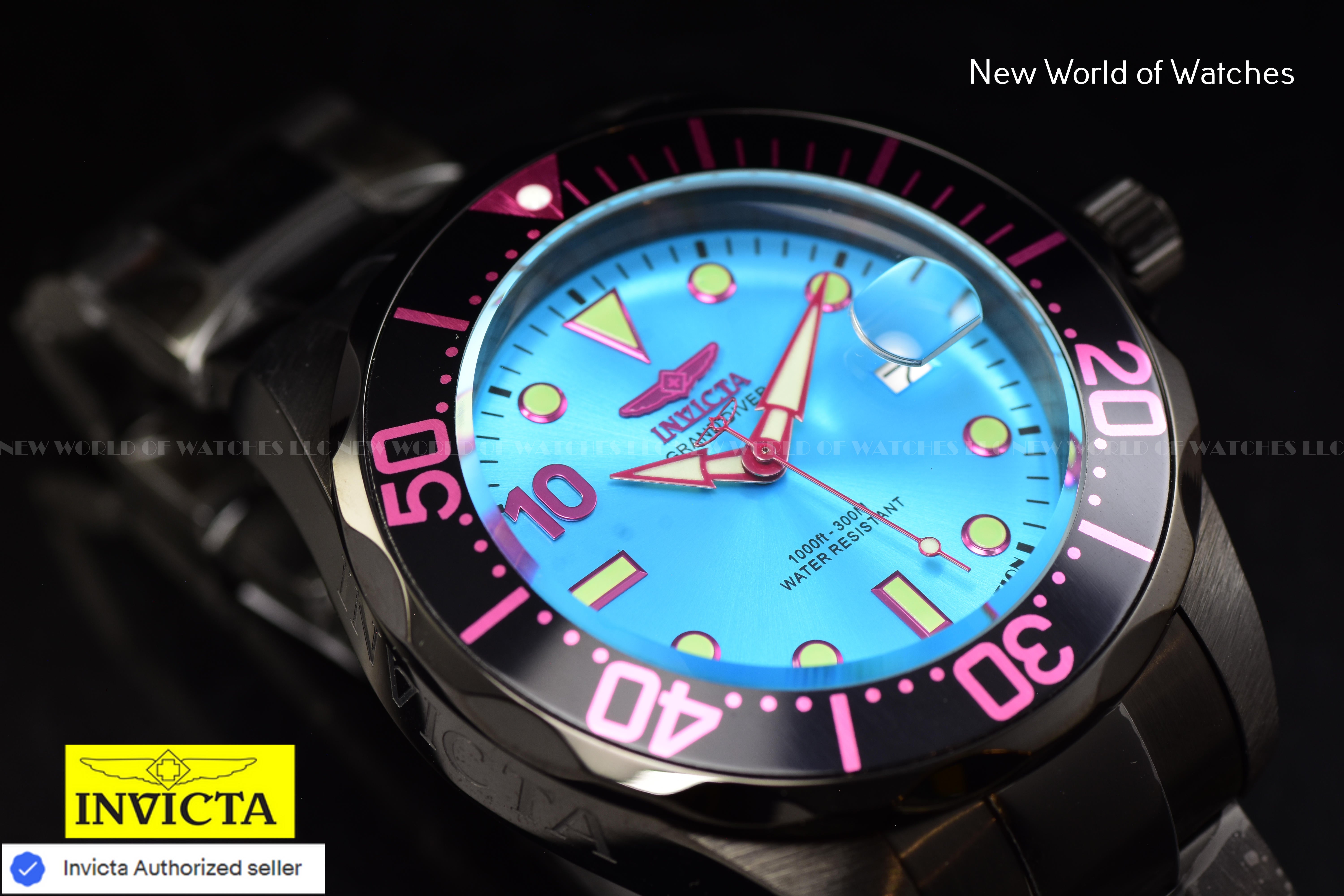 Invicta Men Pro Diver SOUTH BEACH 47mm AQUA Blue Automatic Malaysia Stainless Steel Watch