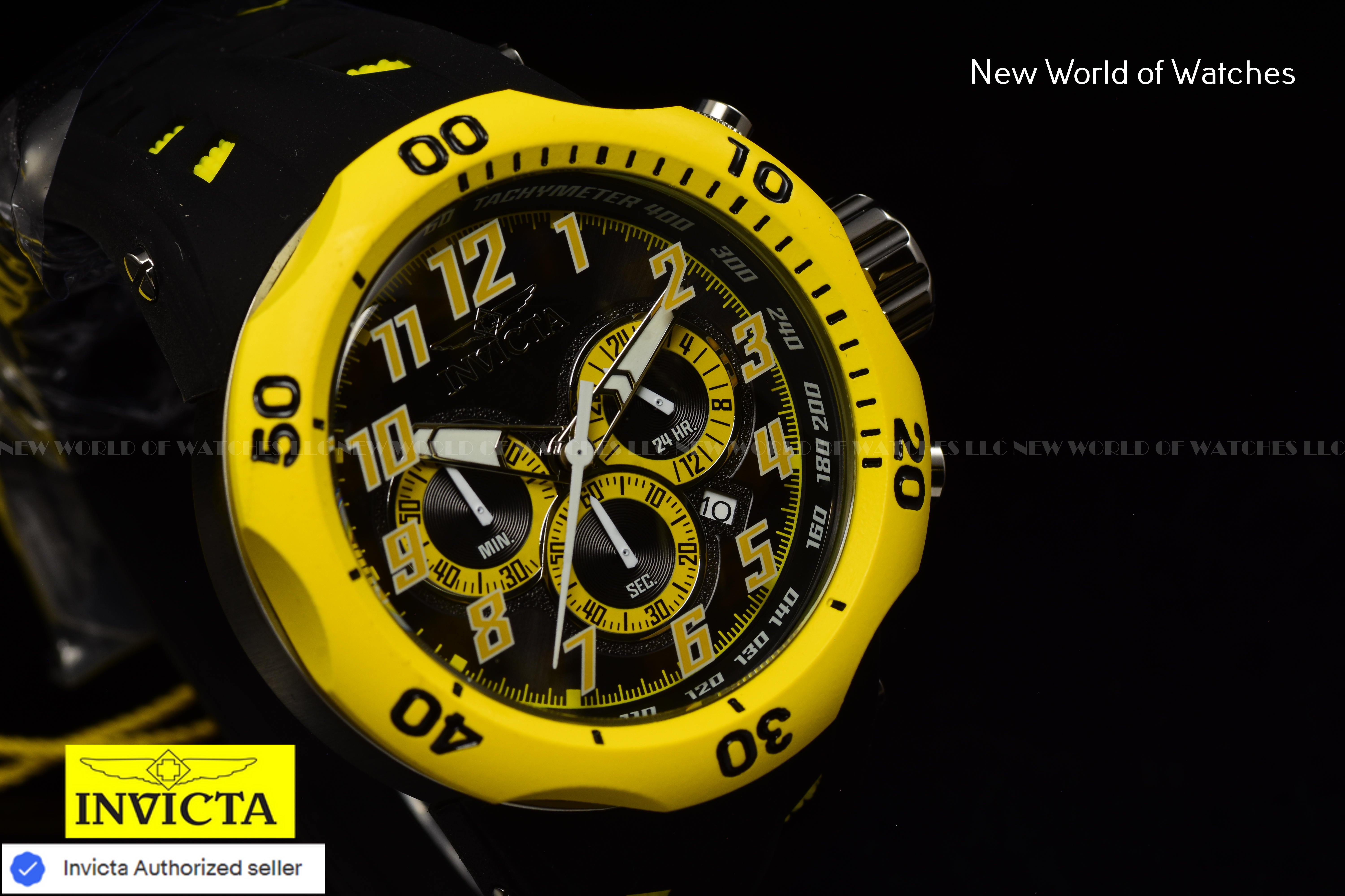 Invicta Men Venom Hydra 52mm Yellow Black Quartz Japan Silicone Watch