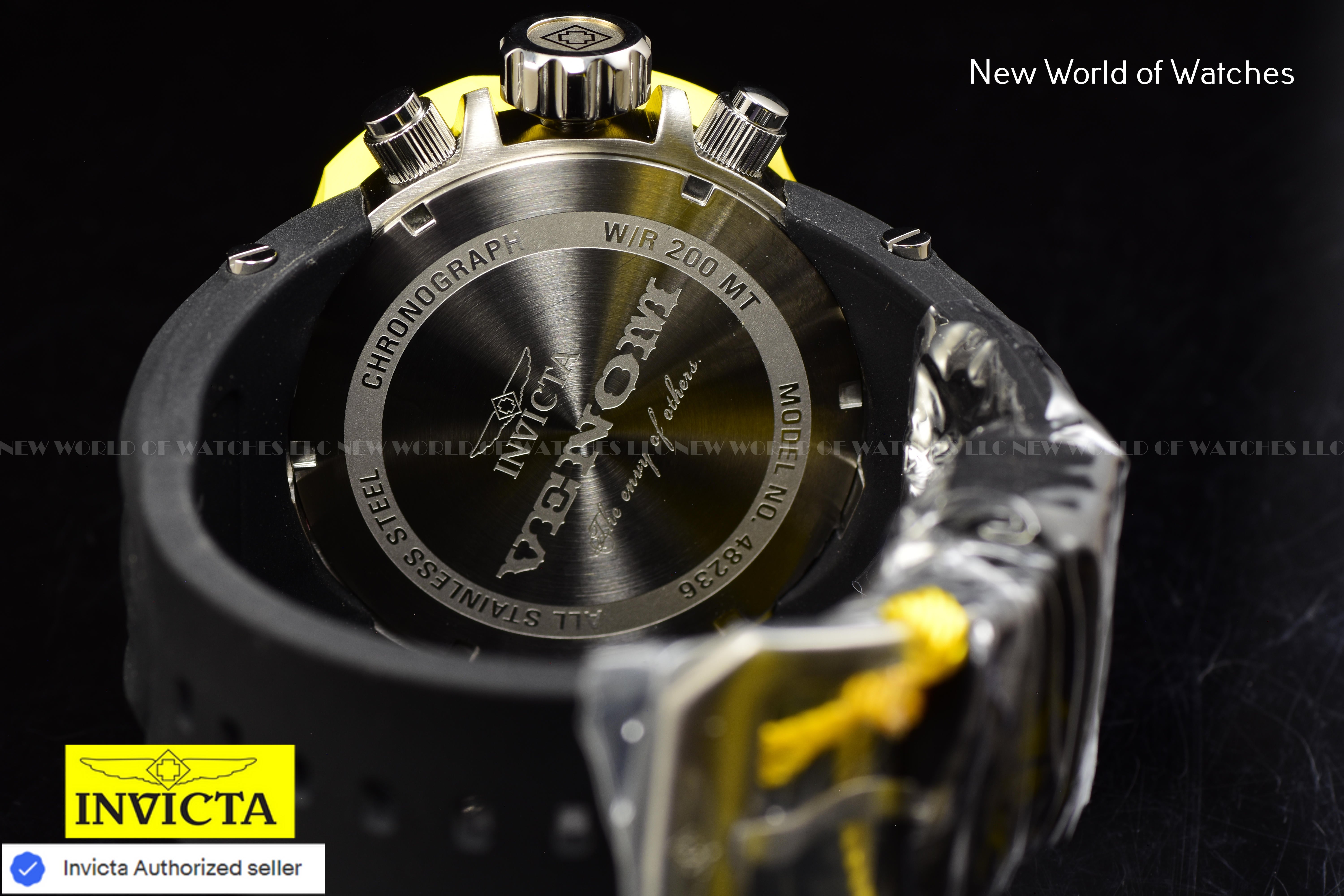 Invicta Men Venom Hydra 52mm Yellow Black Quartz Japan Silicone Watch