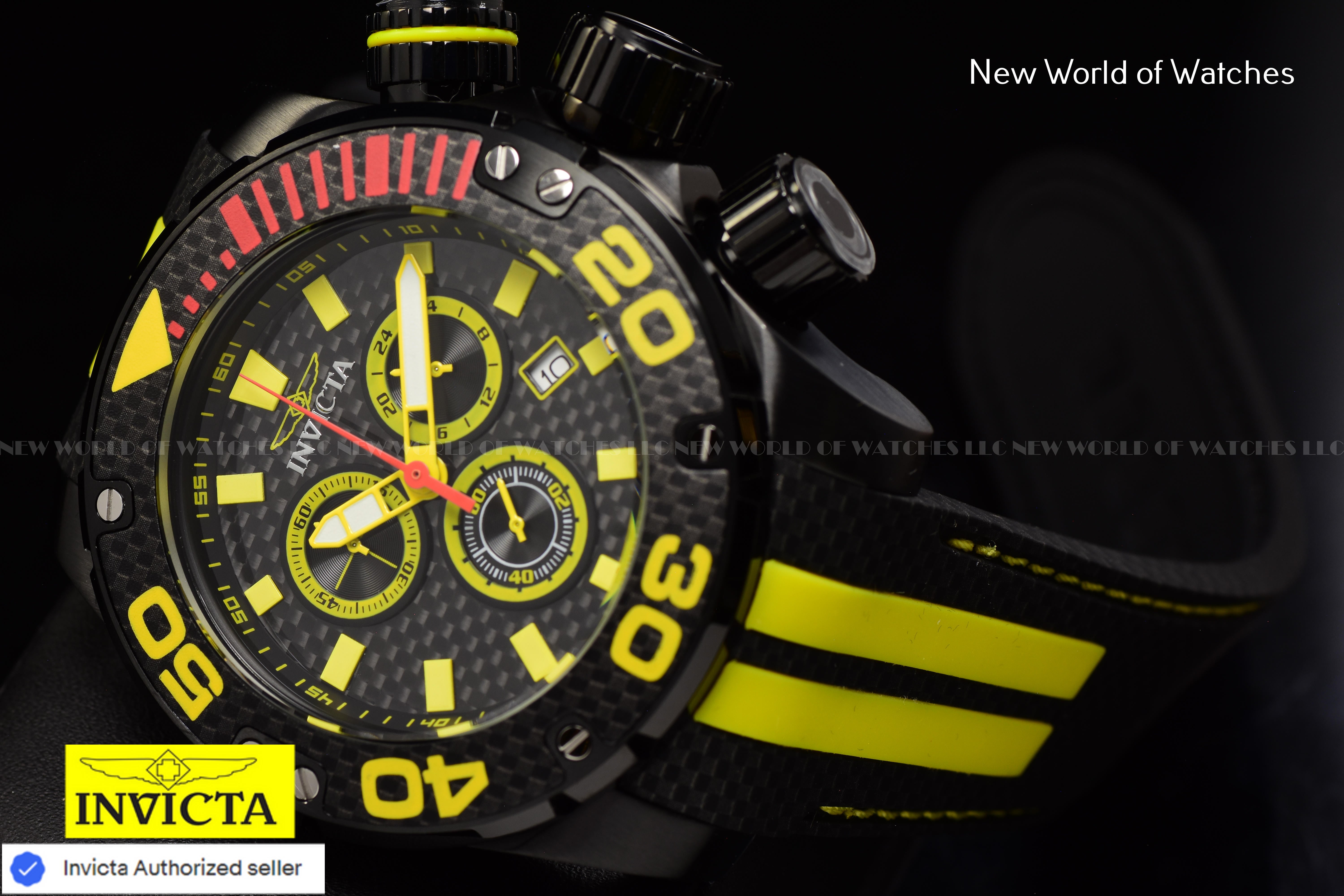 Invicta Men Brand New Sea Hunter 52mm Black Quartz Japan Silicone Watch