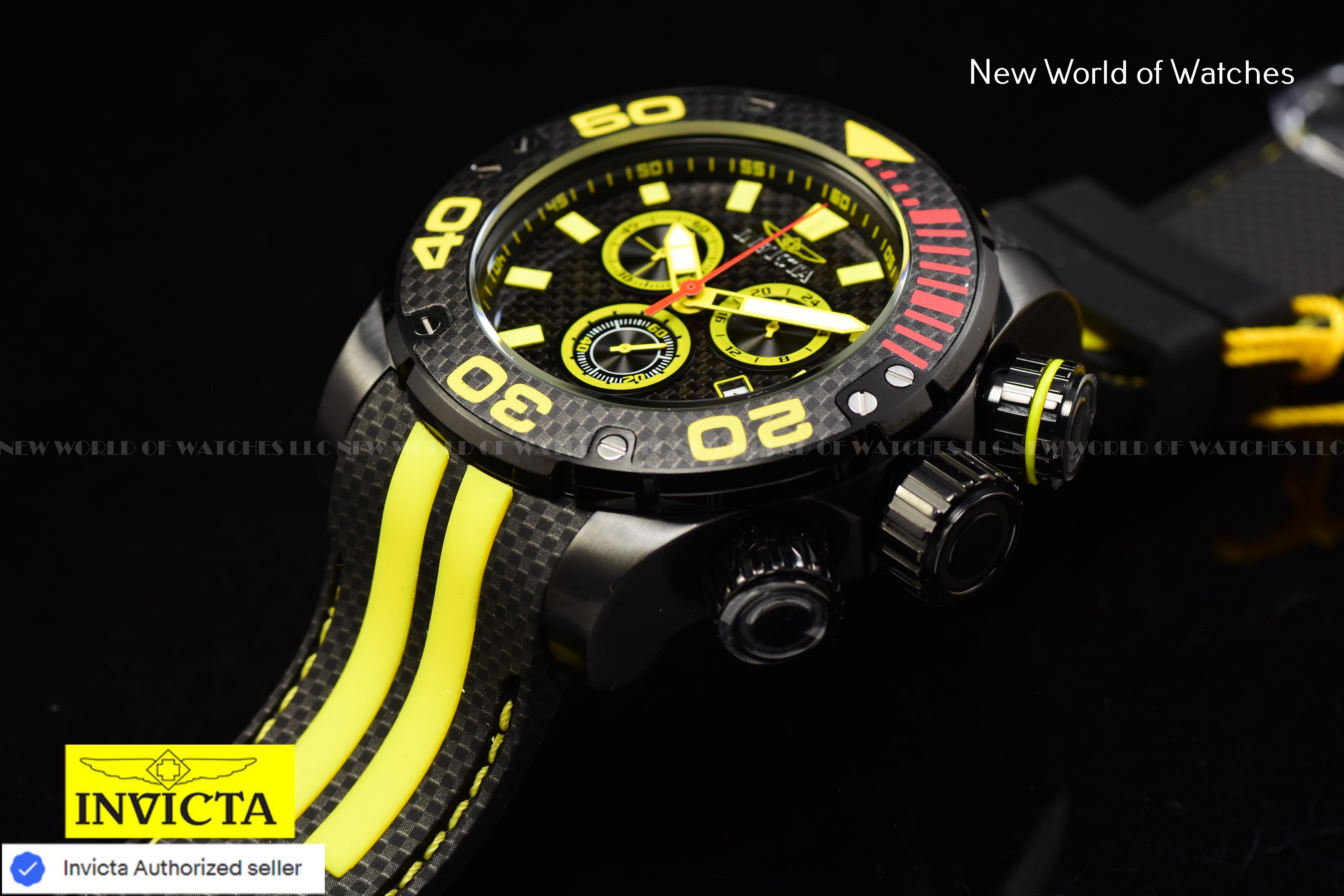 Invicta Men Brand New Sea Hunter 52mm Black Quartz Japan Silicone Watch