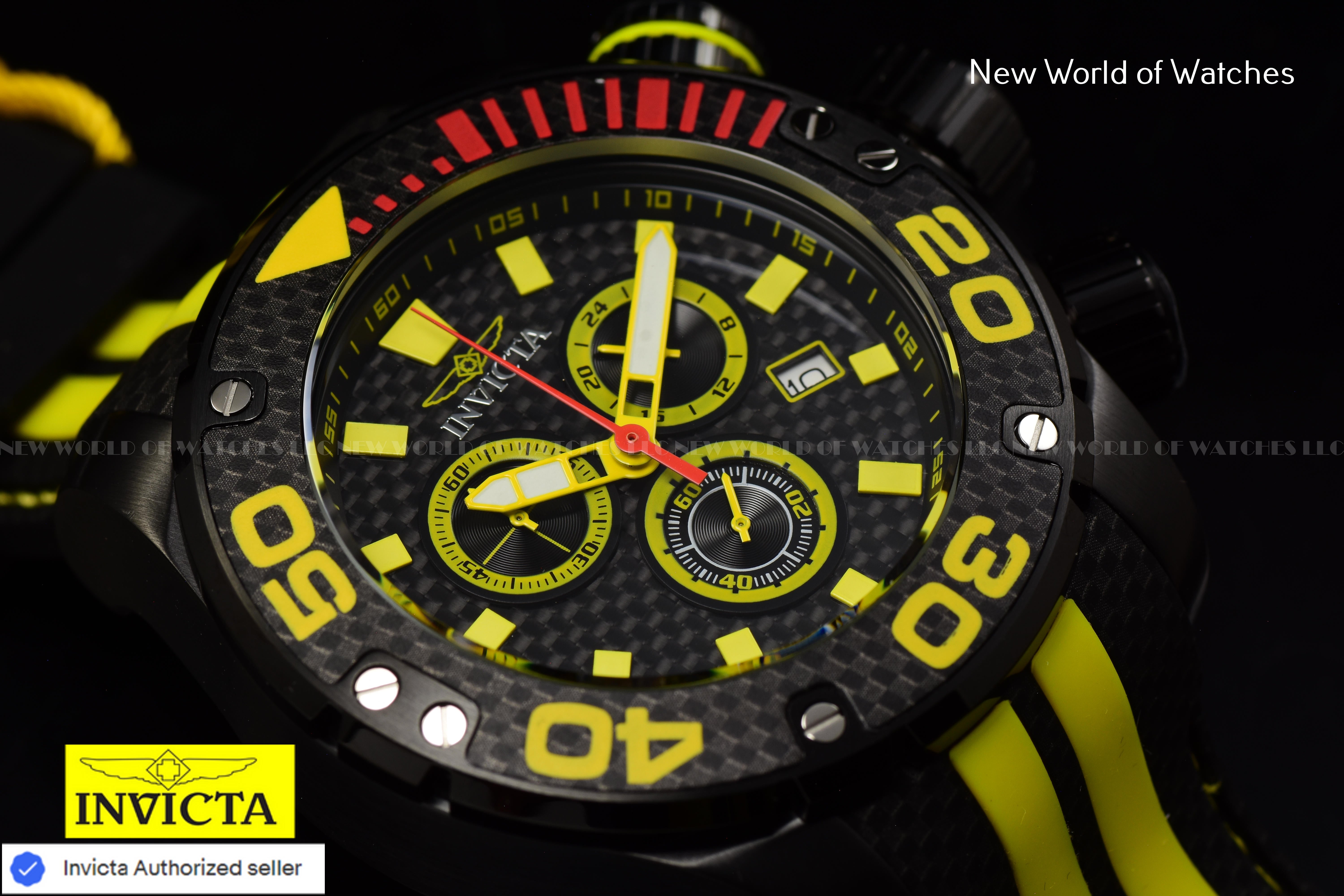 Invicta Men Brand New Sea Hunter 52mm Black Quartz Japan Silicone Watch