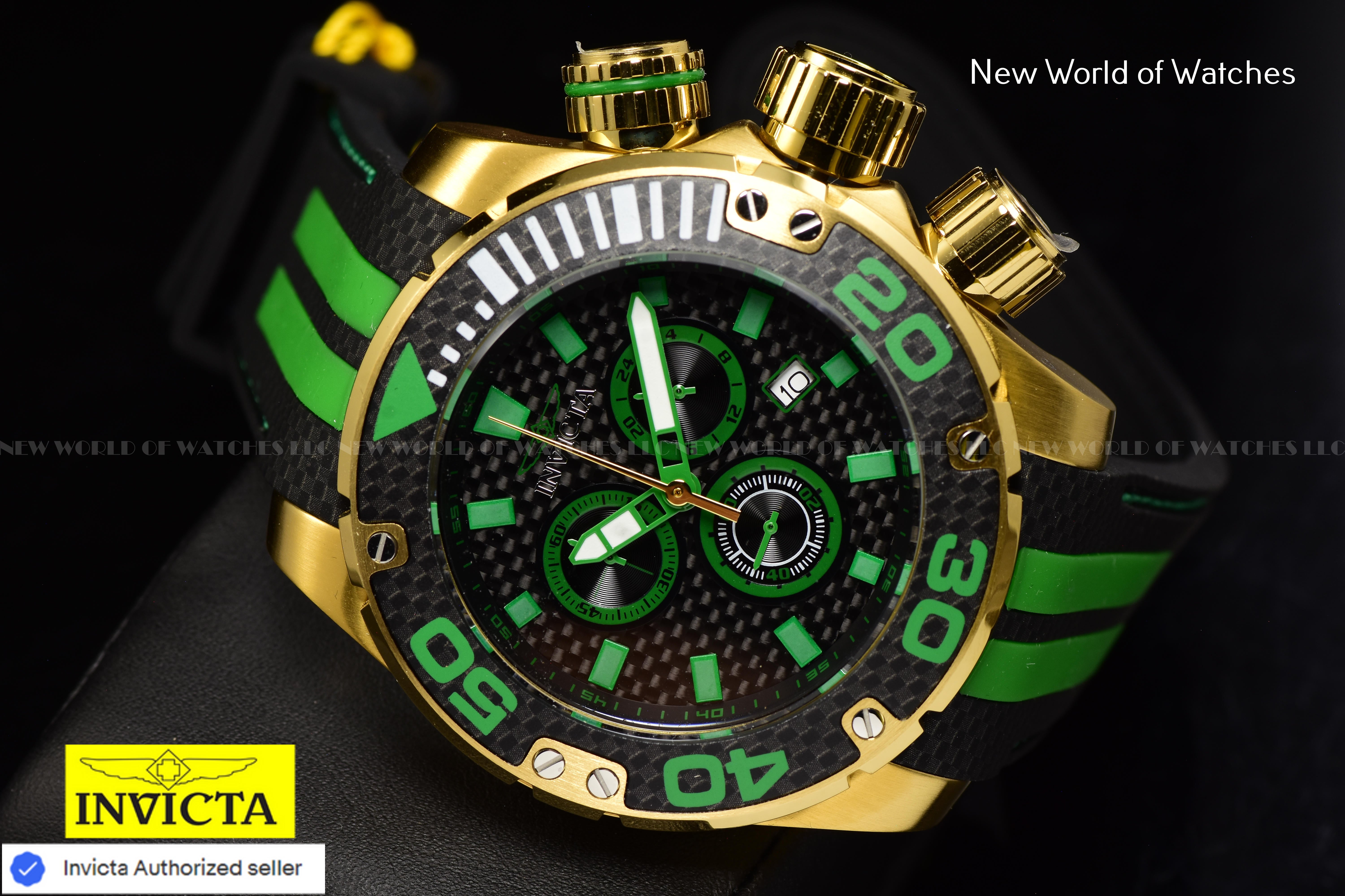 Invicta Men Brand New  Sea Hunter 52mm Black Quartz Japan Silicone Watch