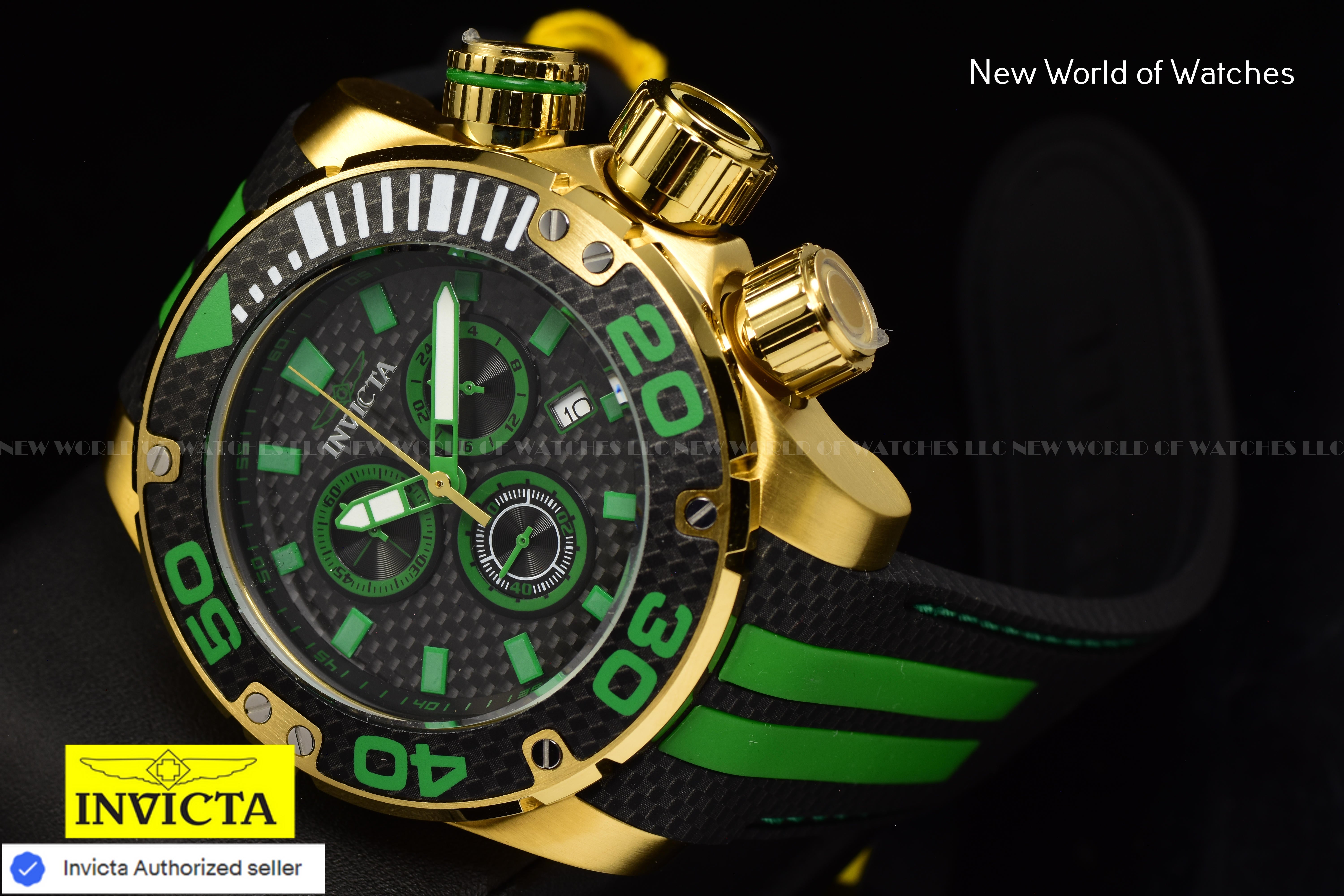 Invicta Men Brand New  Sea Hunter 52mm Black Quartz Japan Silicone Watch