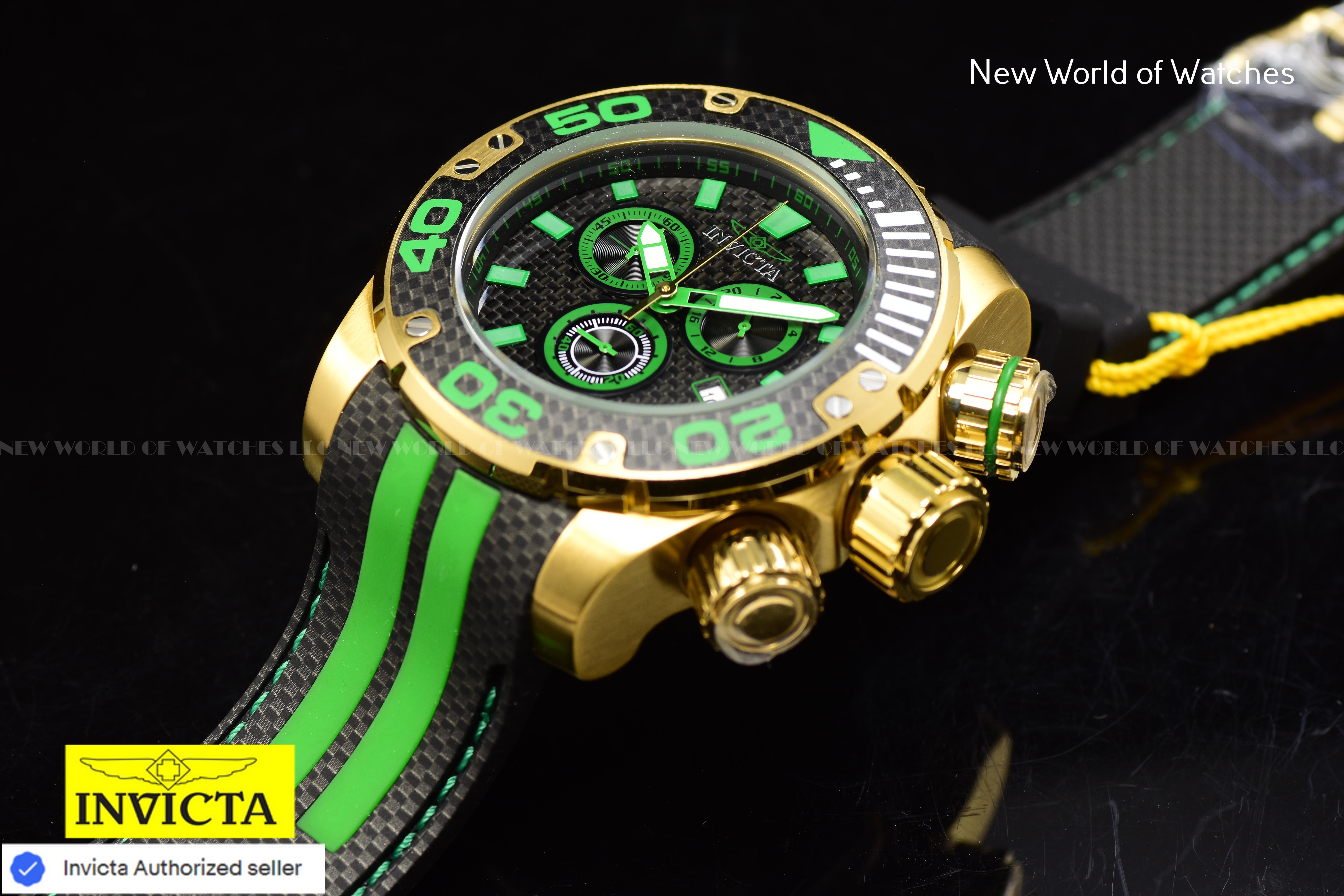 Invicta Men Brand New  Sea Hunter 52mm Black Quartz Japan Silicone Watch