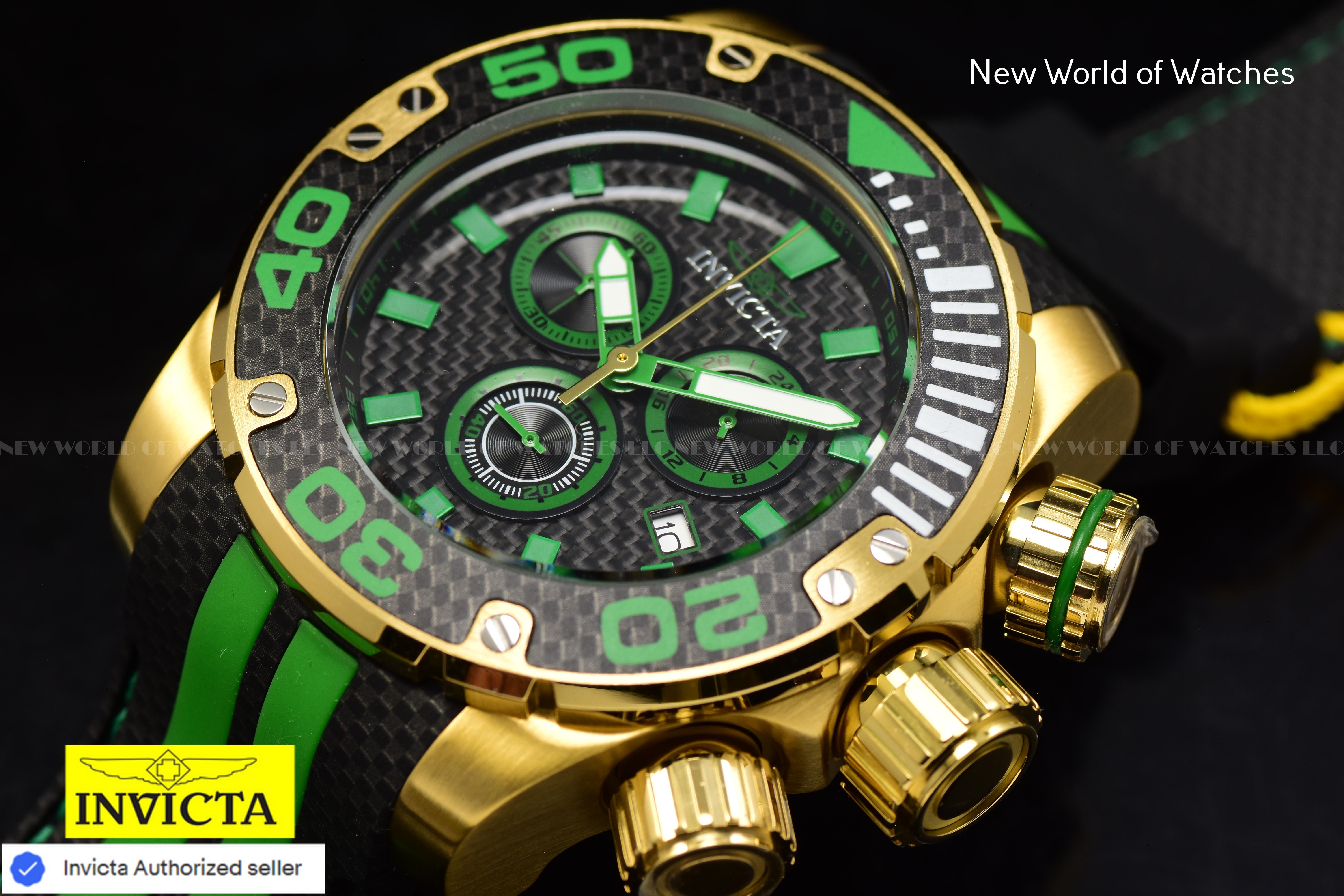 Invicta Men Brand New  Sea Hunter 52mm Black Quartz Japan Silicone Watch