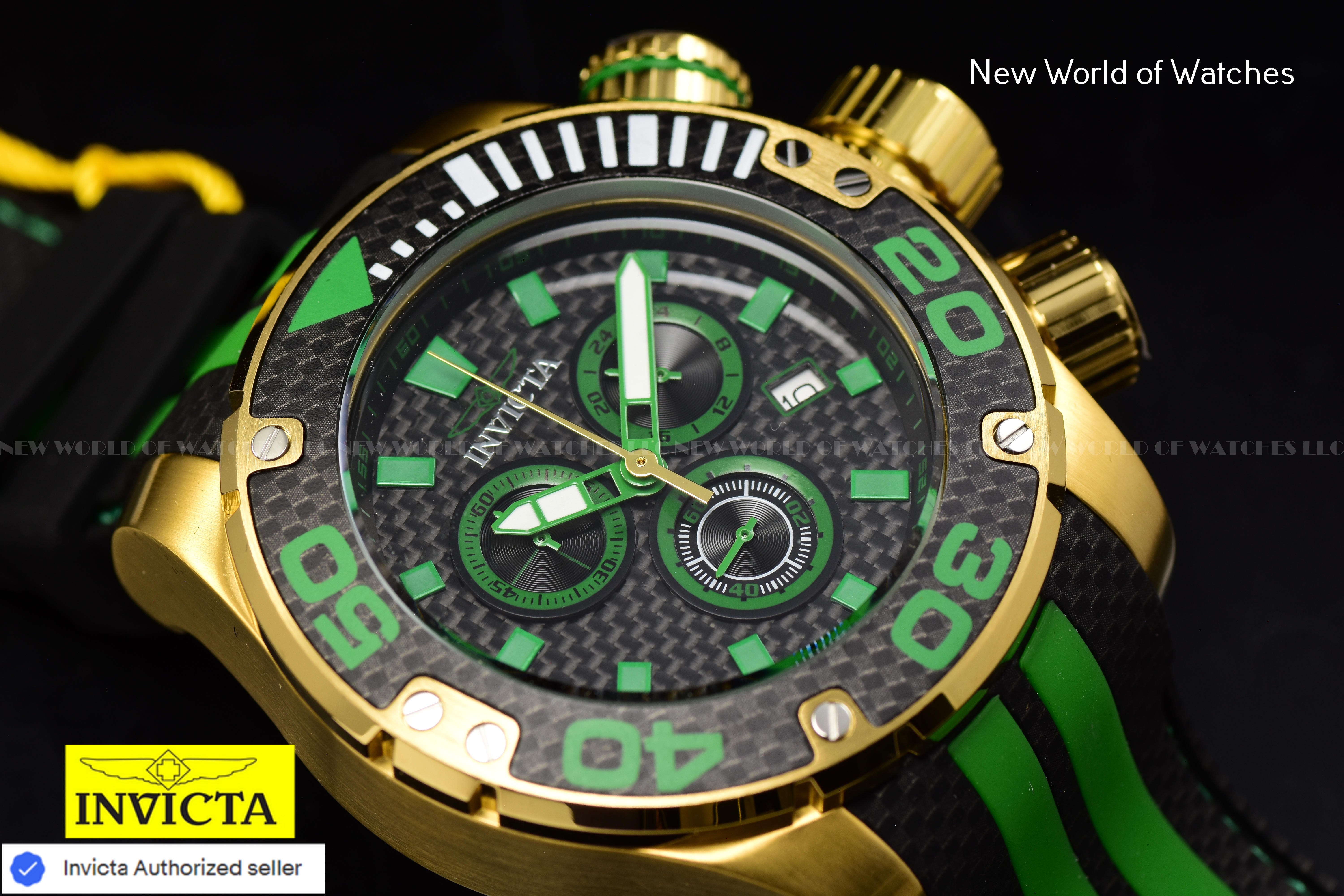 Invicta Men Brand New  Sea Hunter 52mm Black Quartz Japan Silicone Watch