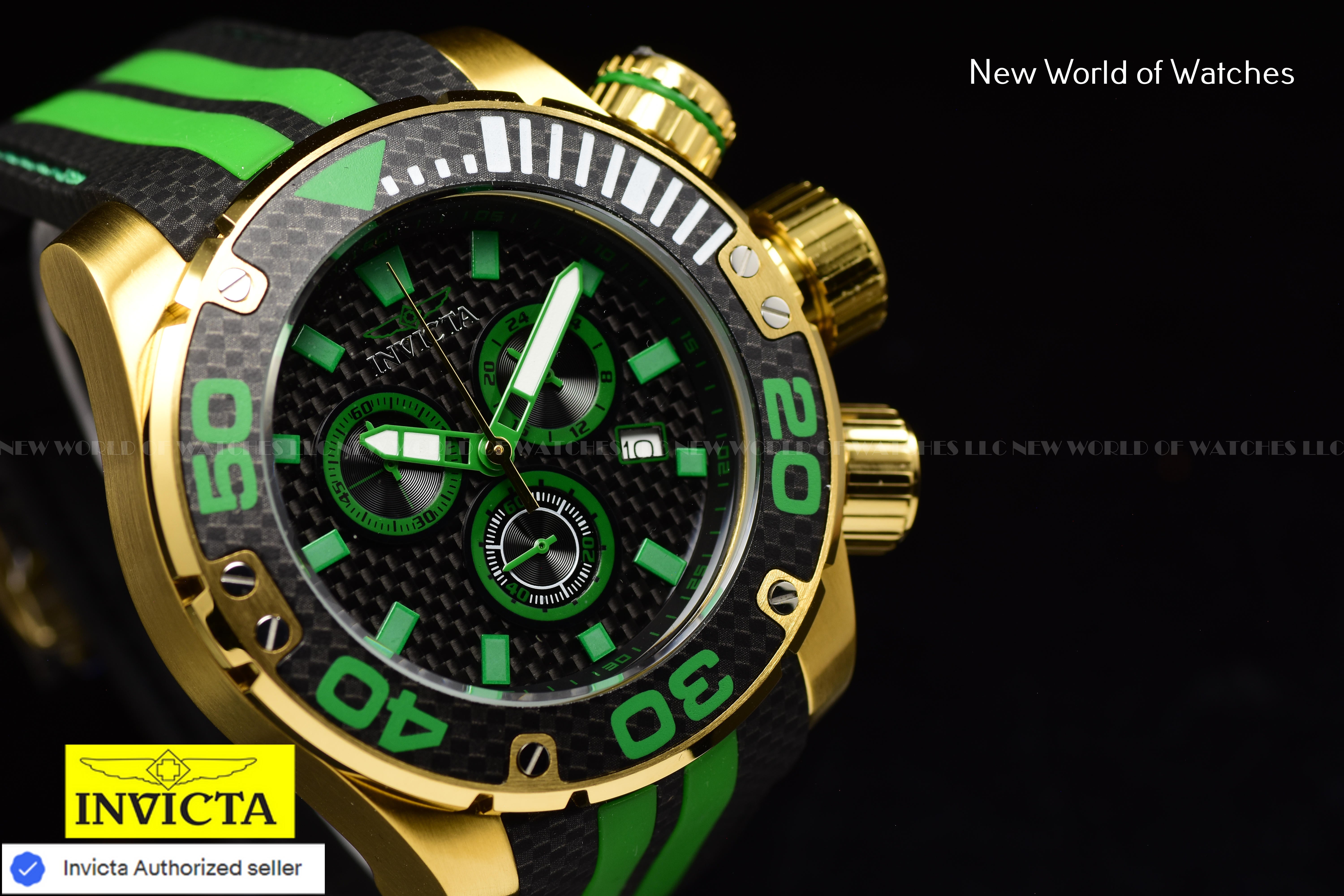 Invicta Men Brand New  Sea Hunter 52mm Black Quartz Japan Silicone Watch