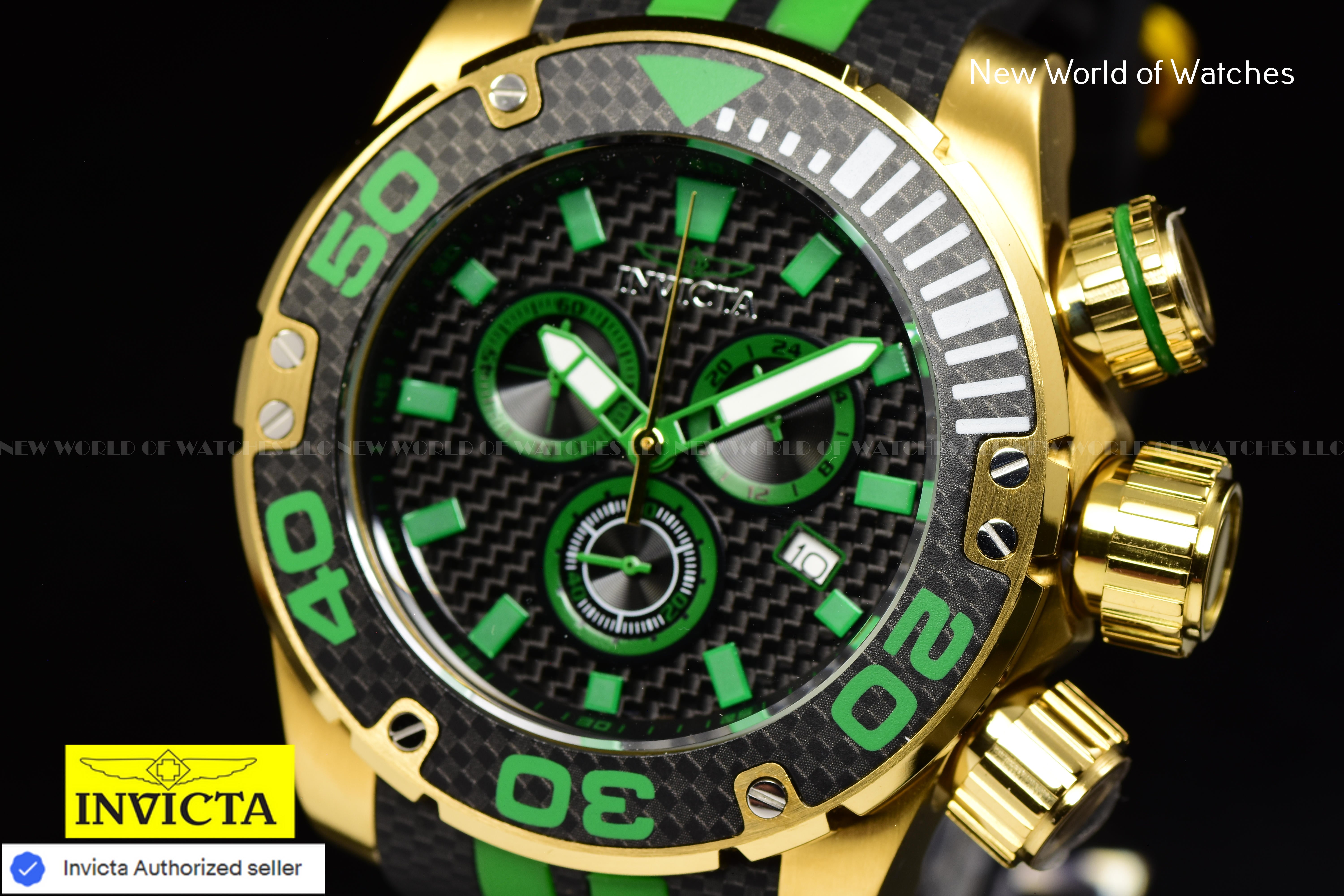 Invicta Men Brand New  Sea Hunter 52mm Black Quartz Japan Silicone Watch