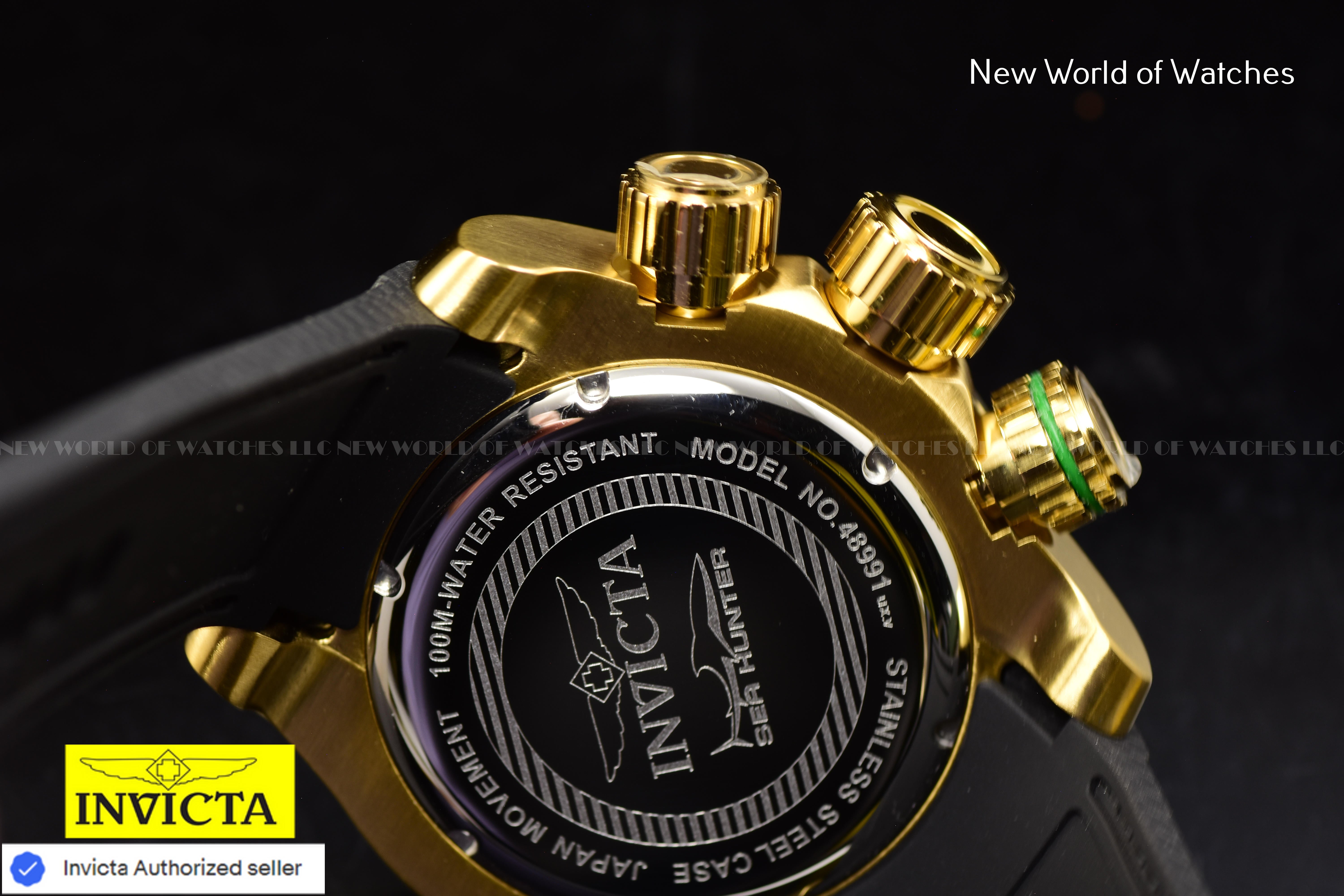 Invicta Men Brand New  Sea Hunter 52mm Black Quartz Japan Silicone Watch