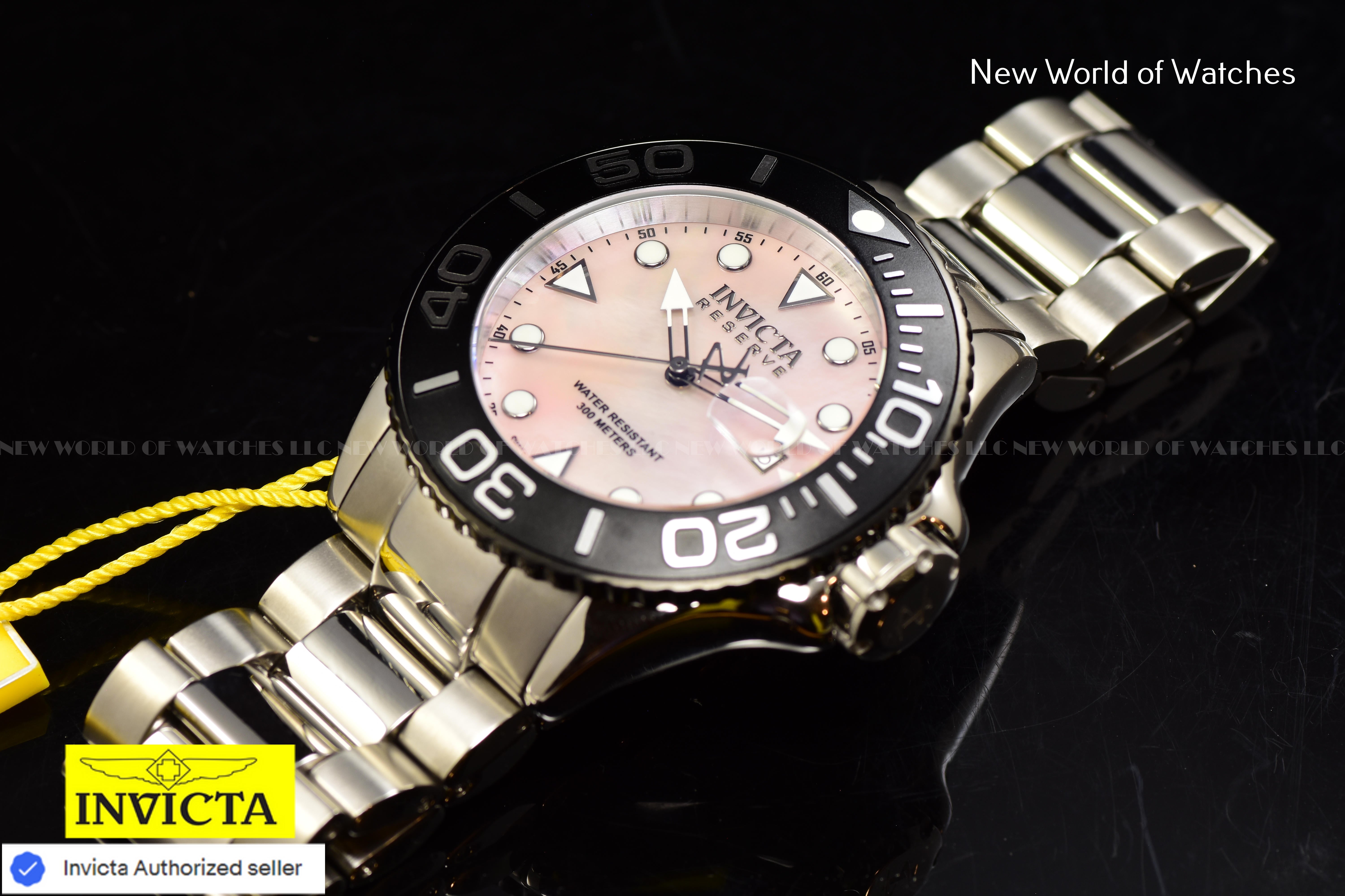 Invicta Men Reserve Grand Diver 52mm Pink Quartz Swiss Stainless Steel Watch