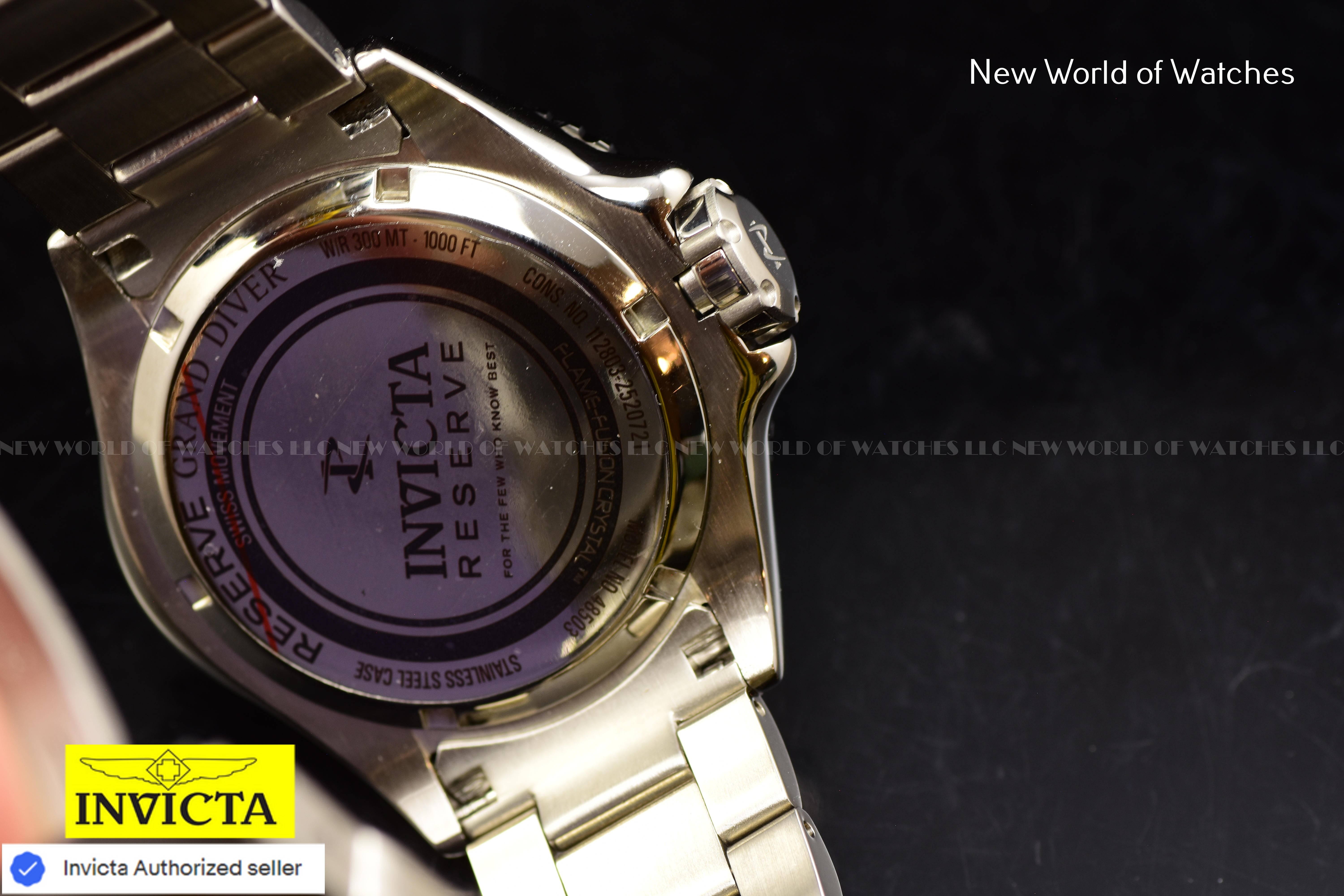 Invicta Men Reserve Grand Diver 52mm Pink Quartz Swiss Stainless Steel Watch