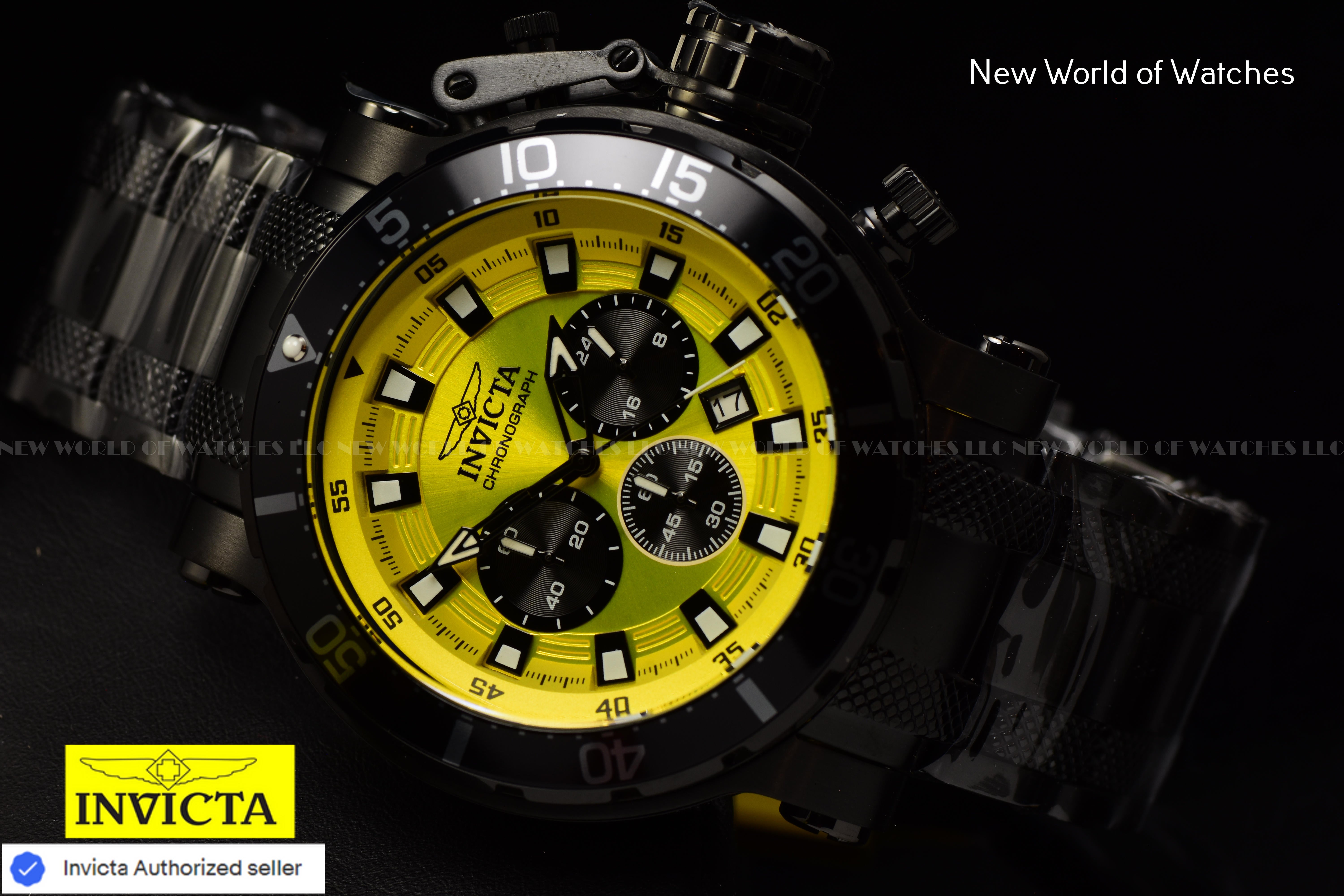 Invicta Men Coalition Forces 52mm Yellow Quartz Japan Stainless Steel Watch