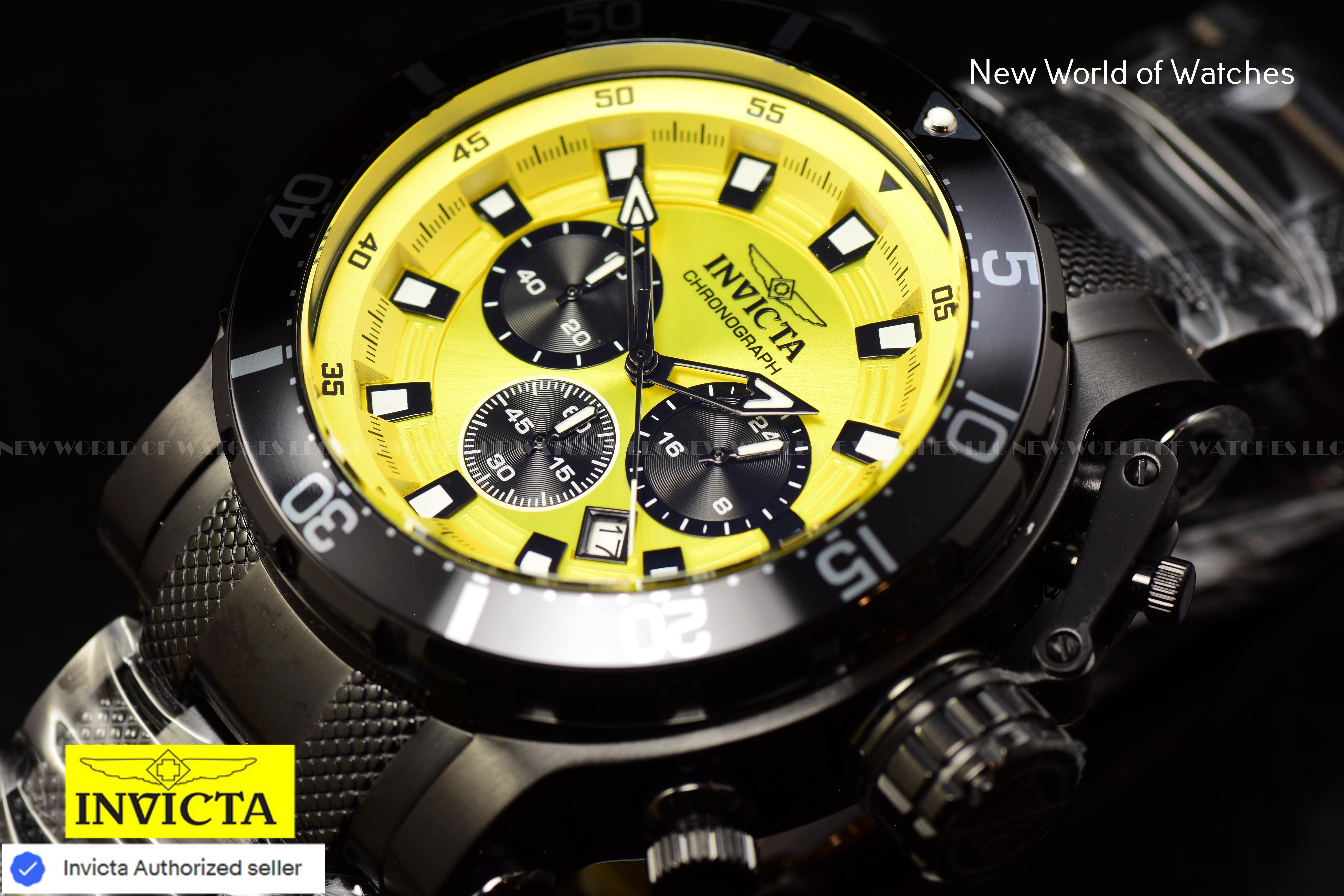 Invicta Men Coalition Forces 52mm Yellow Quartz Japan Stainless Steel Watch