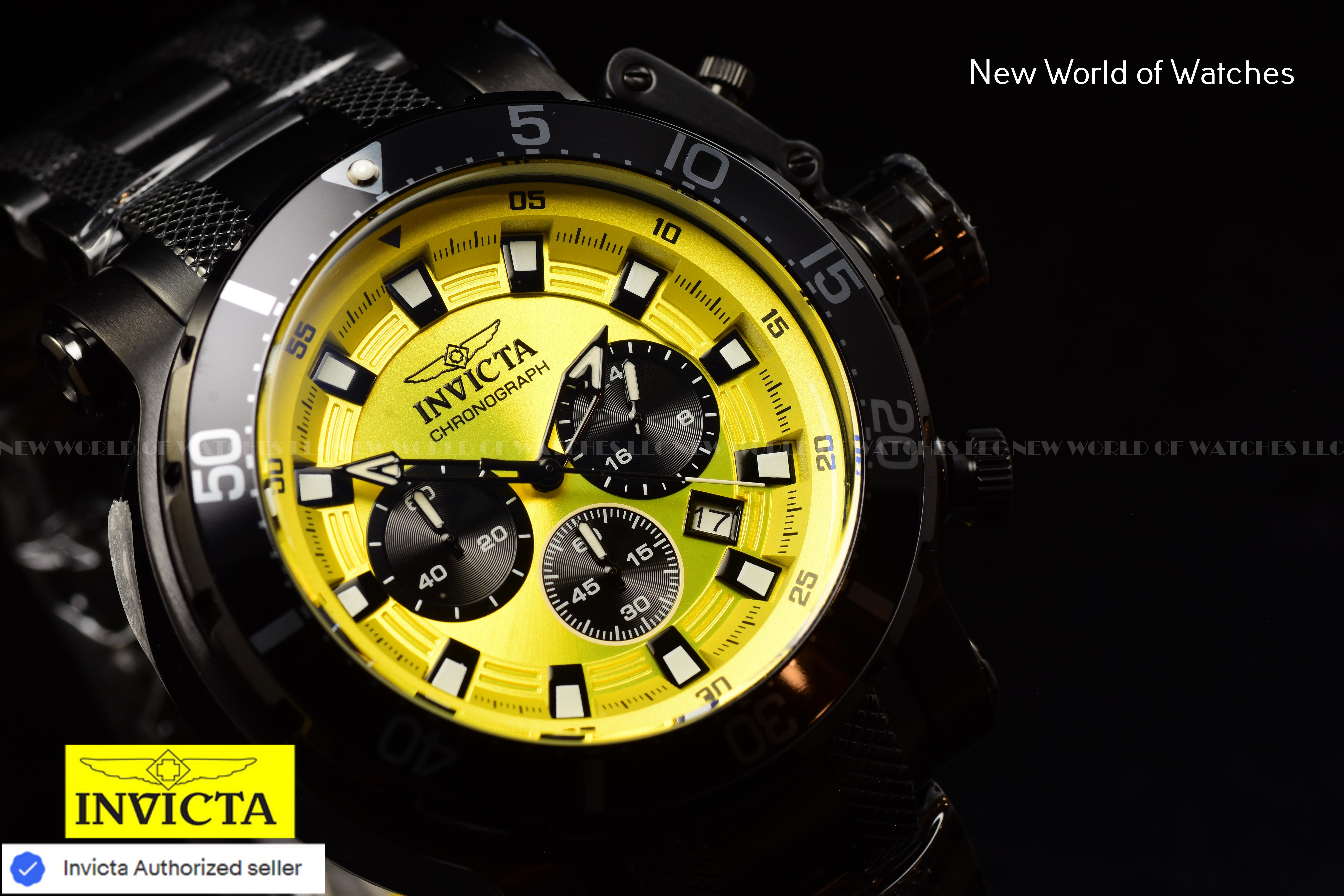 Invicta Men Coalition Forces 52mm Yellow Quartz Japan Stainless Steel Watch