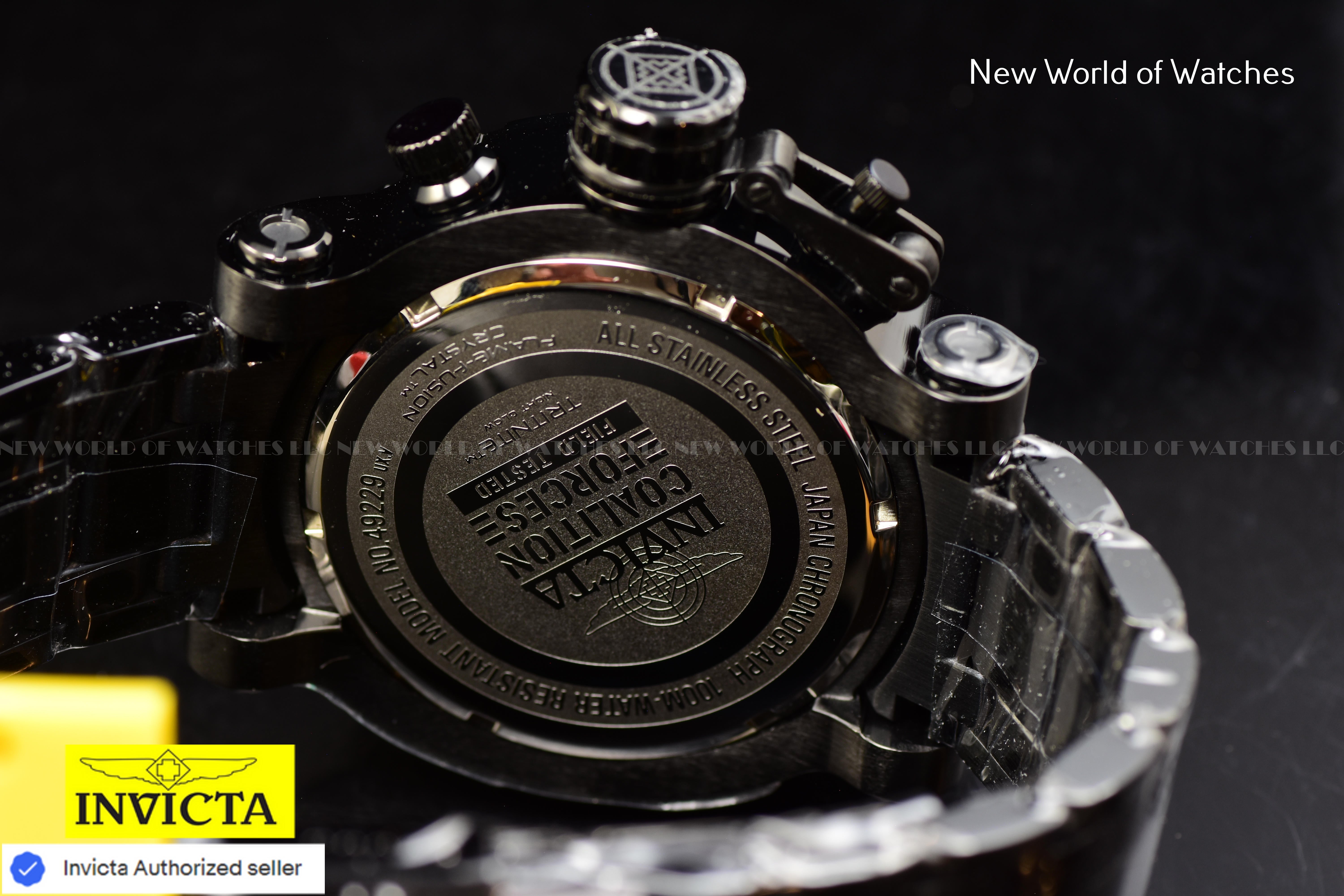 Invicta Men Coalition Forces 52mm Yellow Quartz Japan Stainless Steel Watch