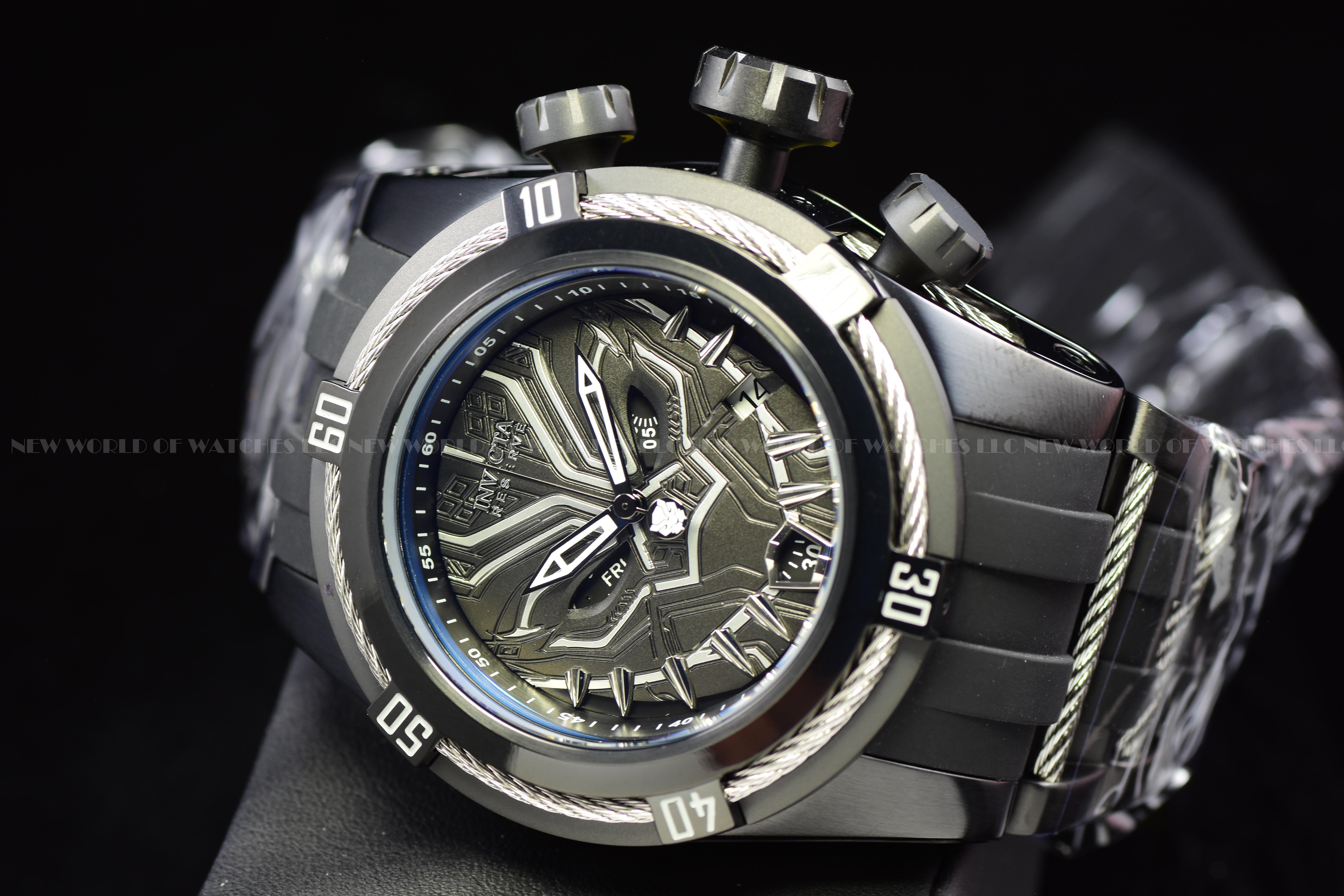 RARE Invicta Men's Marvel Black Panther 53mm Dial Chronograph Quartz Watch