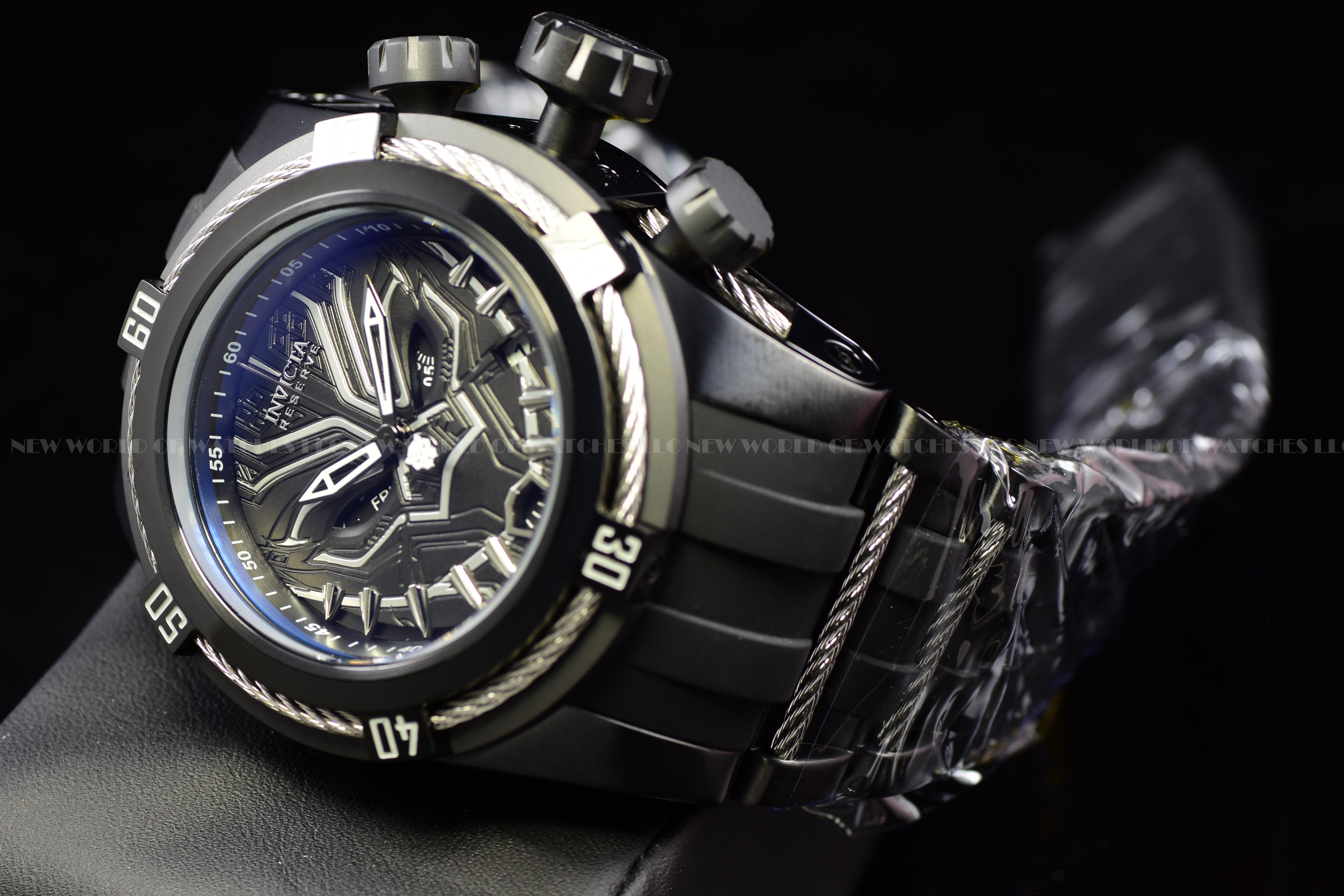 RARE Invicta Men's Marvel Black Panther 53mm Dial Chronograph Quartz Watch