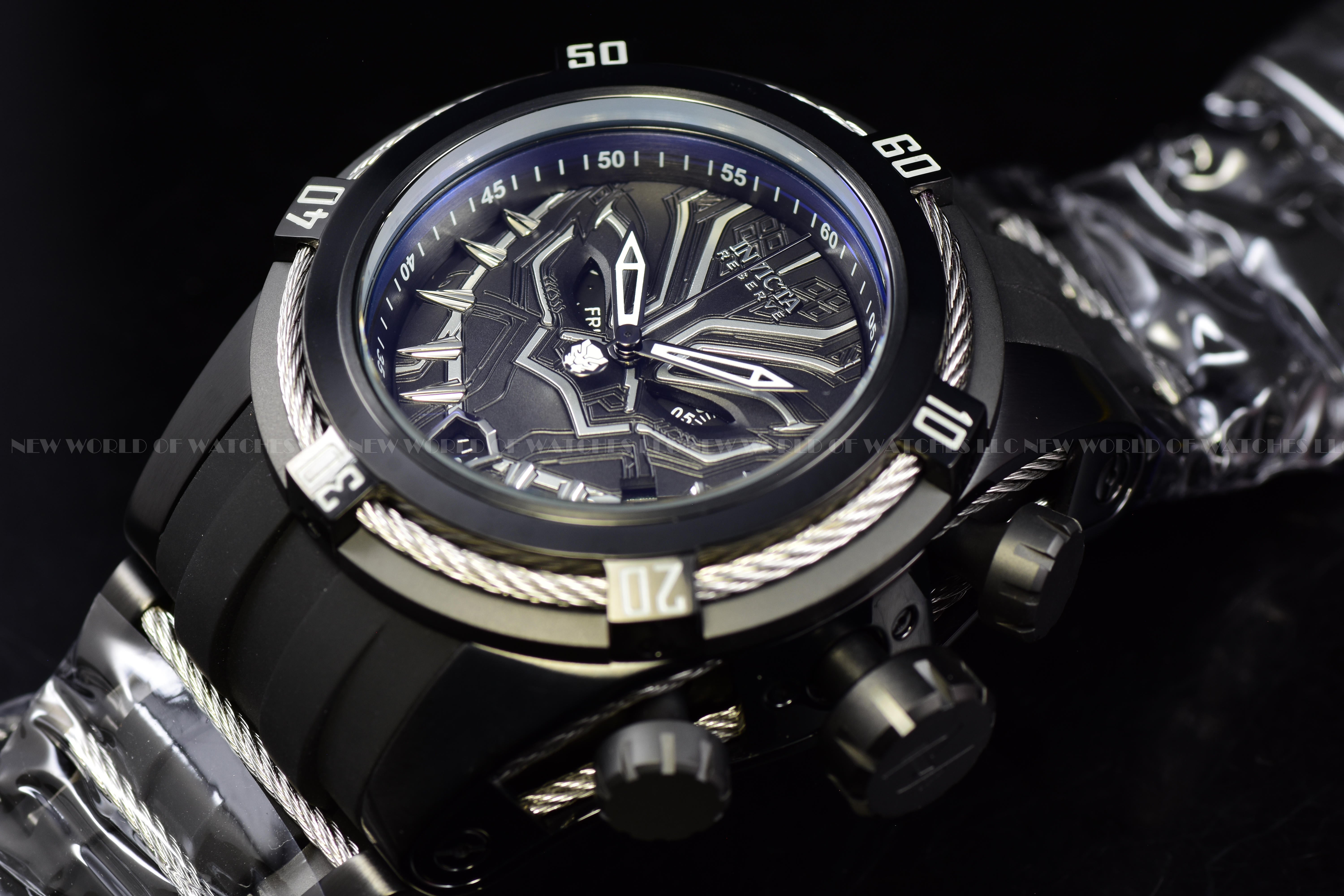 RARE Invicta Men's Marvel Black Panther 53mm Dial Chronograph Quartz Watch