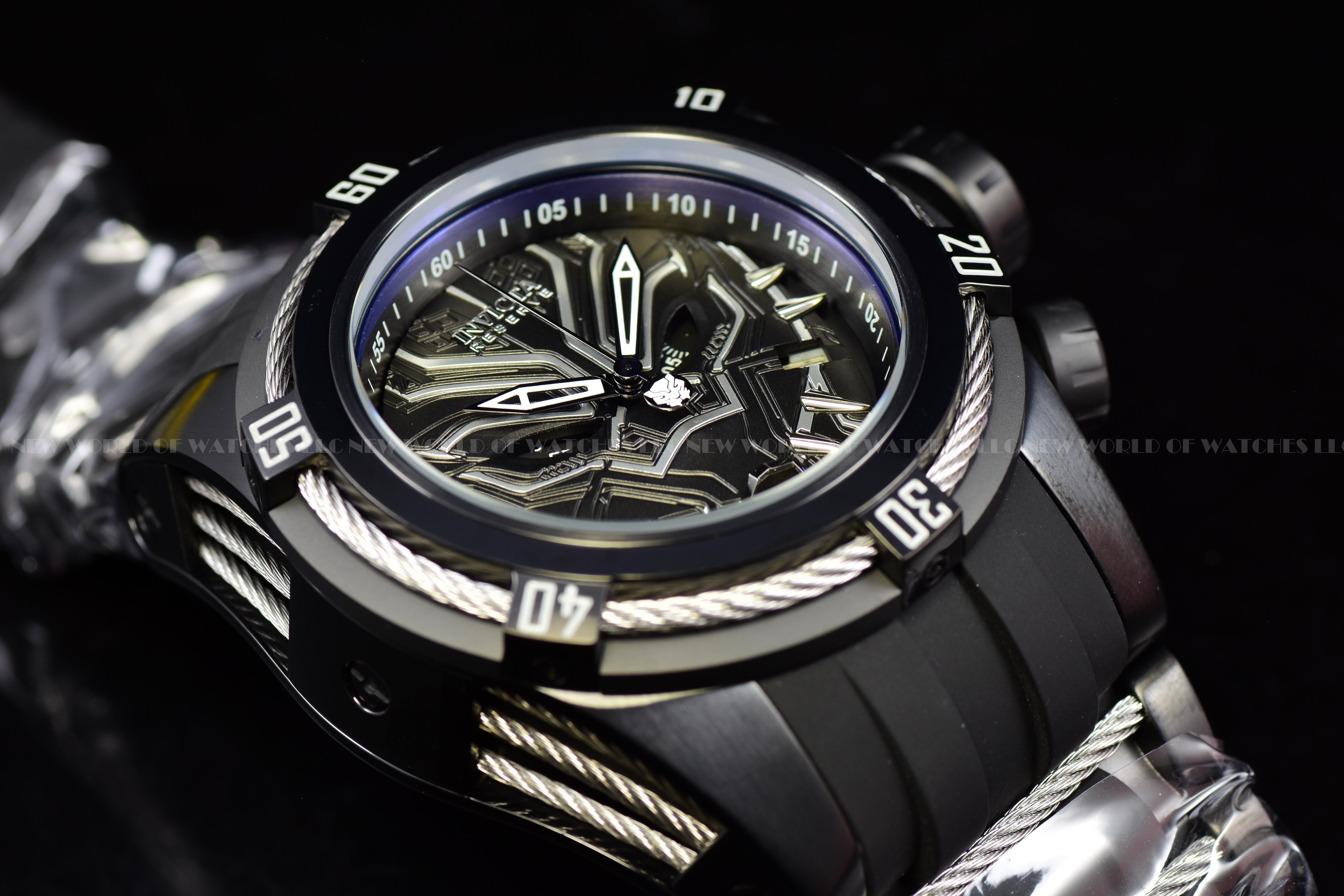 RARE Invicta Men's Marvel Black Panther 53mm Dial Chronograph Quartz Watch