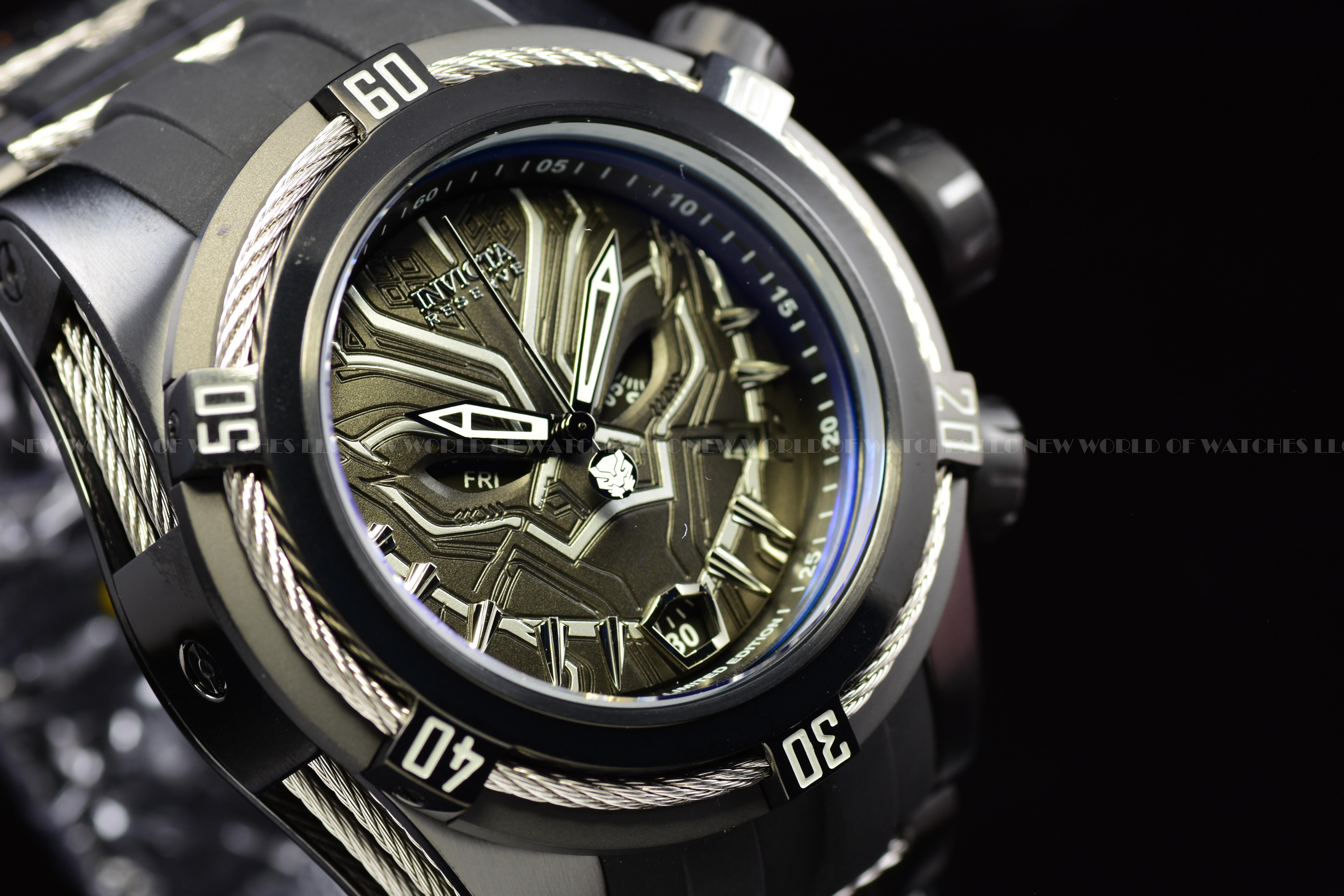 RARE Invicta Men's Marvel Black Panther 53mm Dial Chronograph Quartz Watch