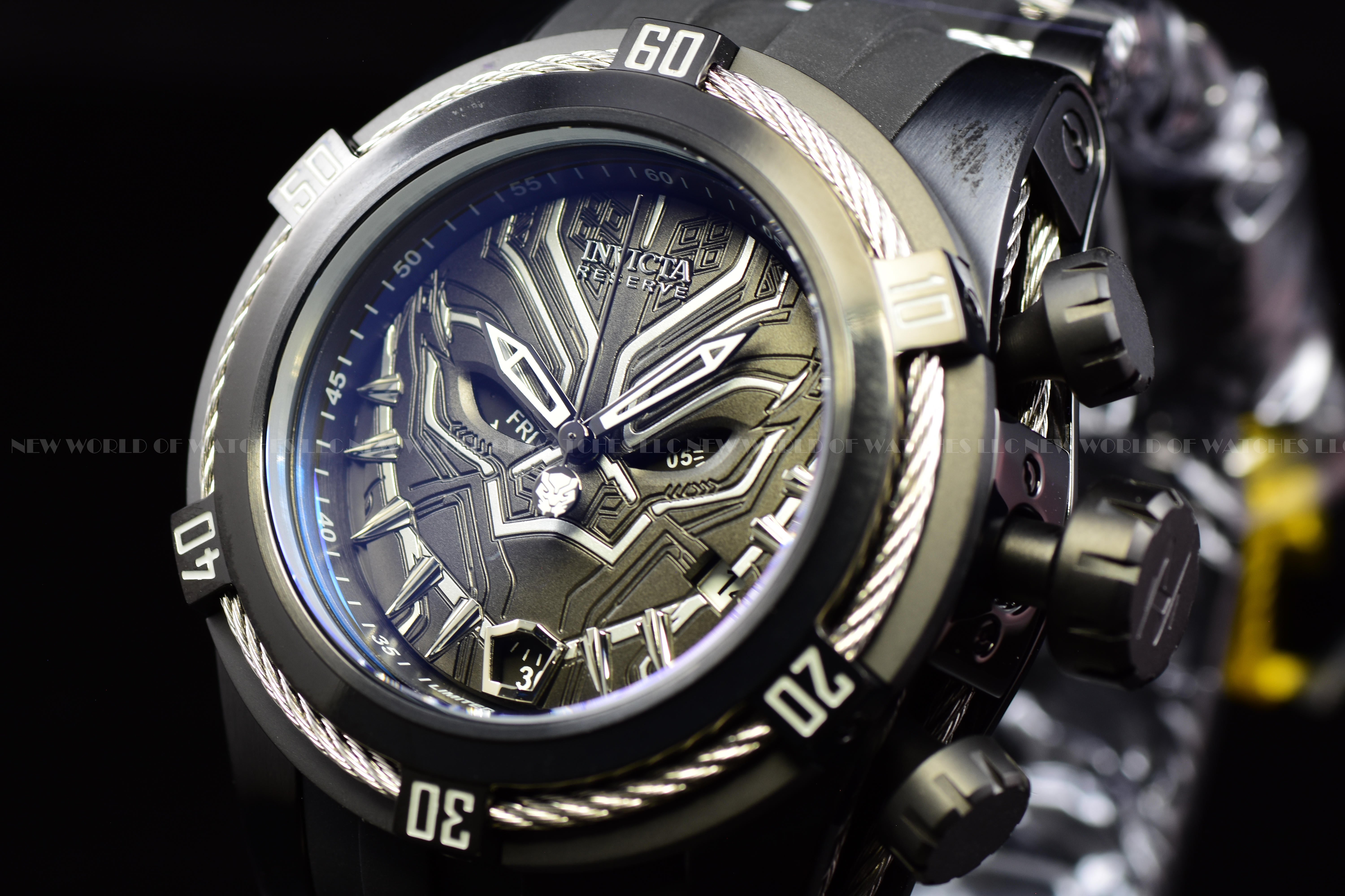 RARE Invicta Men's Marvel Black Panther 53mm Dial Chronograph Quartz Watch