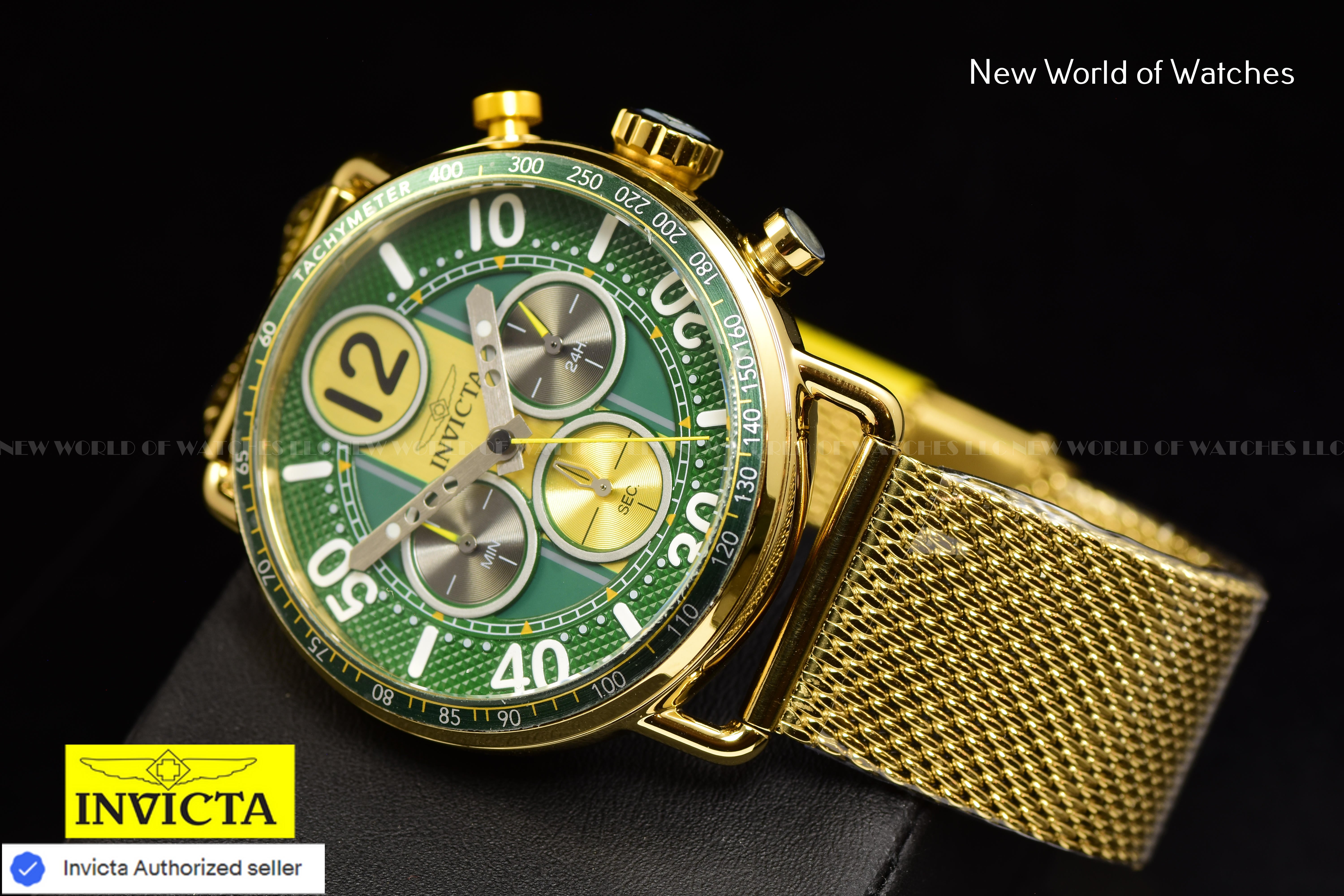 Invicta Men Speedway 44mm Green Quartz Japan Stainless Steel Watch