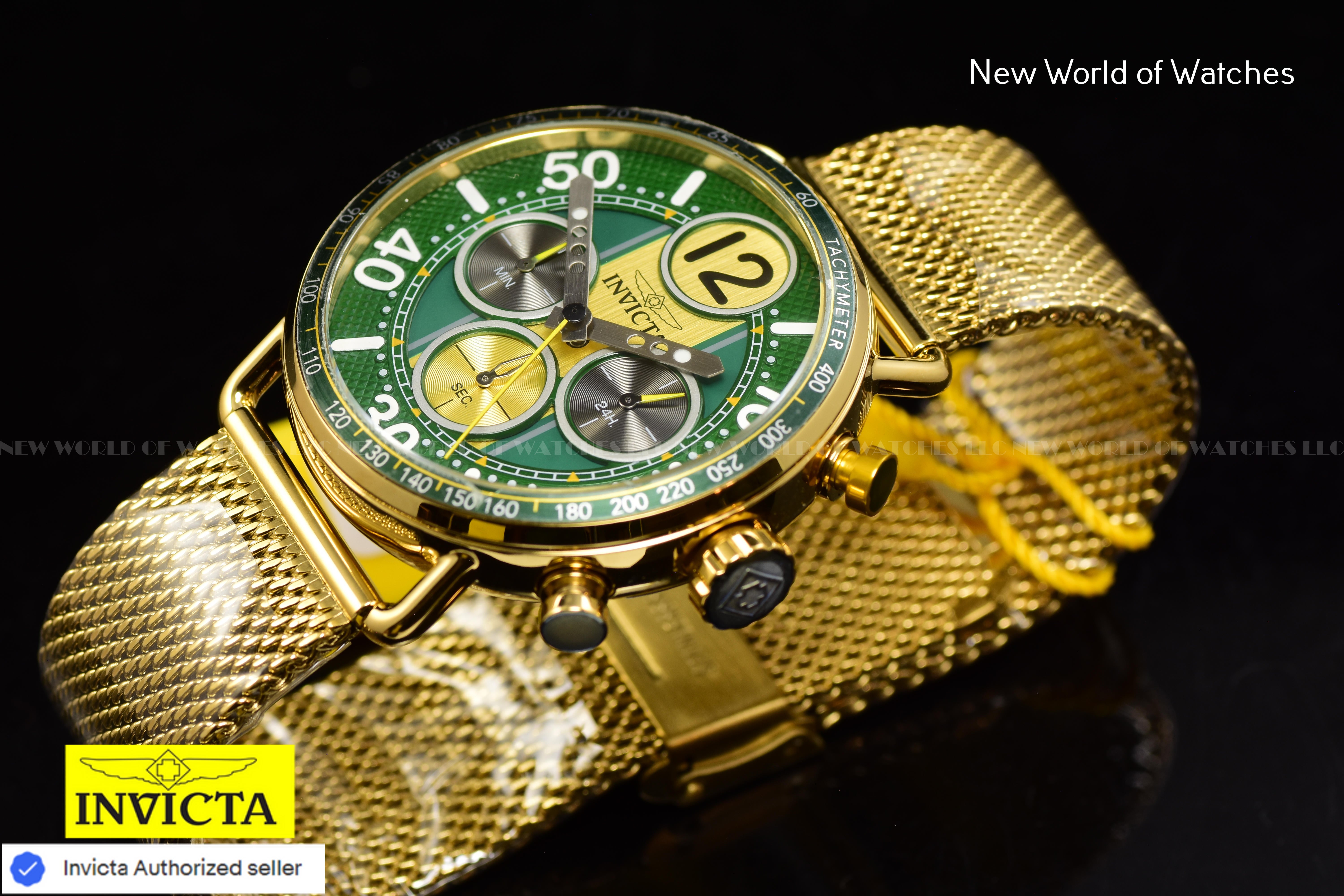 Invicta Men Speedway 44mm Green Quartz Japan Stainless Steel Watch