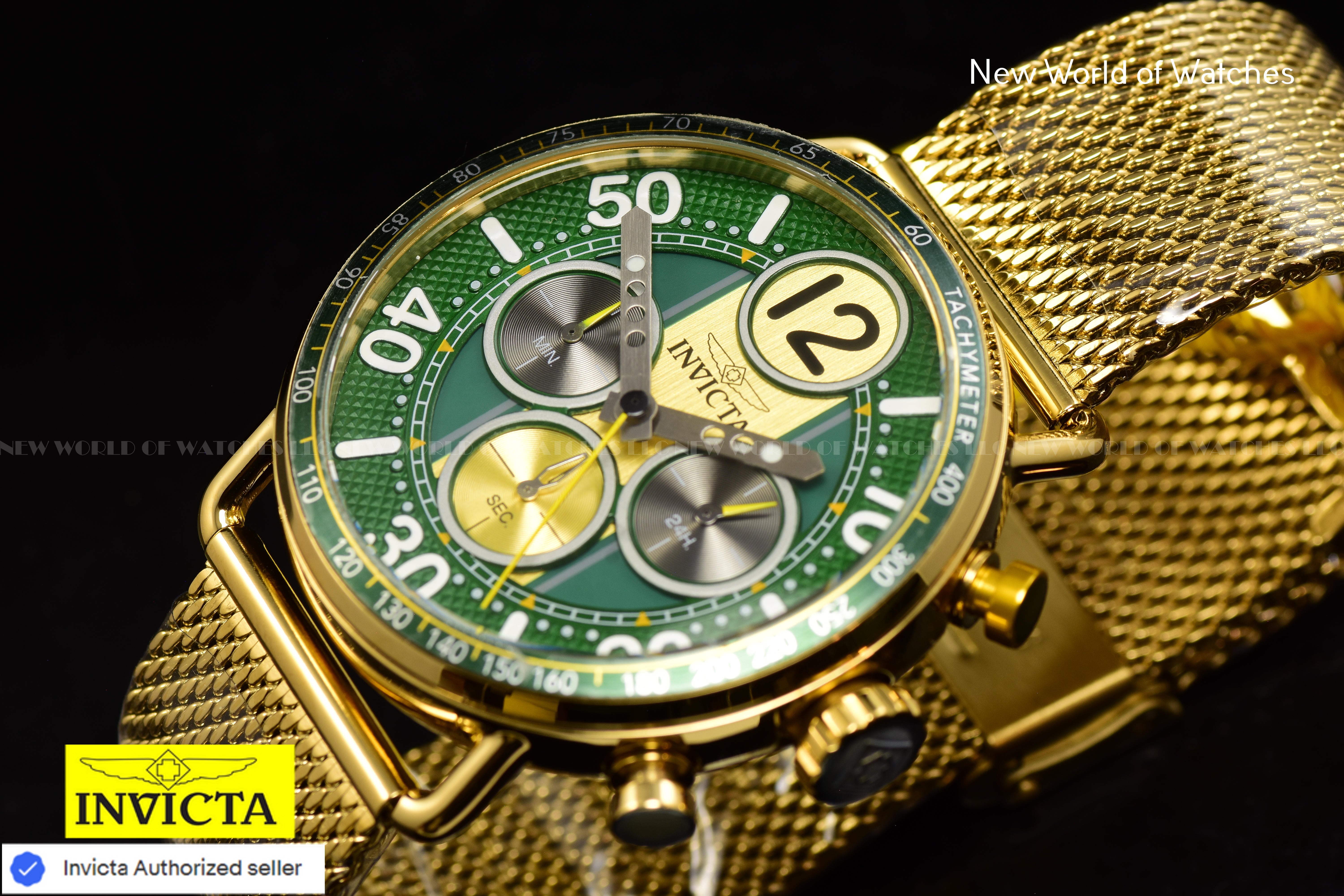 Invicta Men Speedway 44mm Green Quartz Japan Stainless Steel Watch