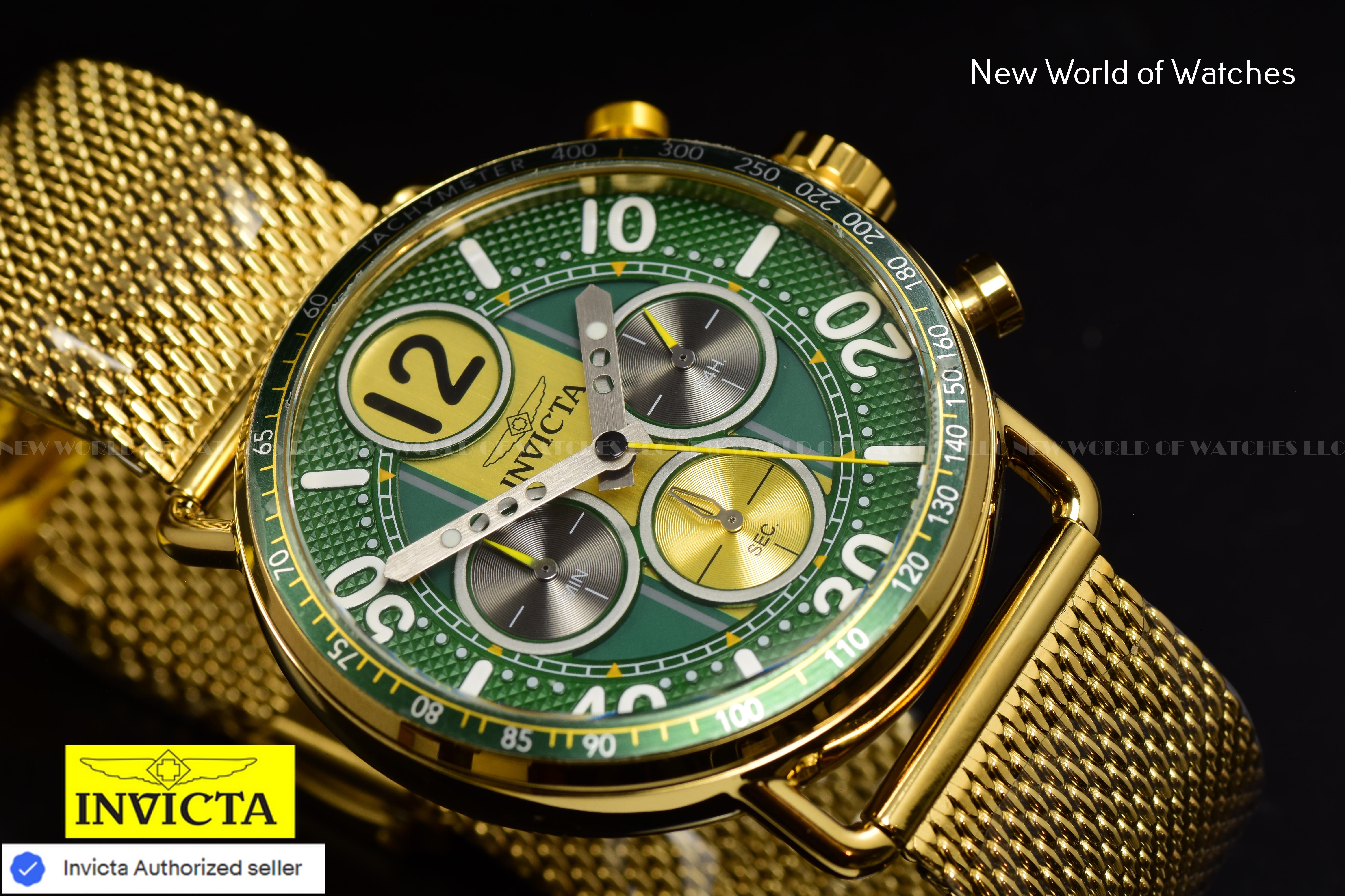 Invicta Men Speedway 44mm Green Quartz Japan Stainless Steel Watch