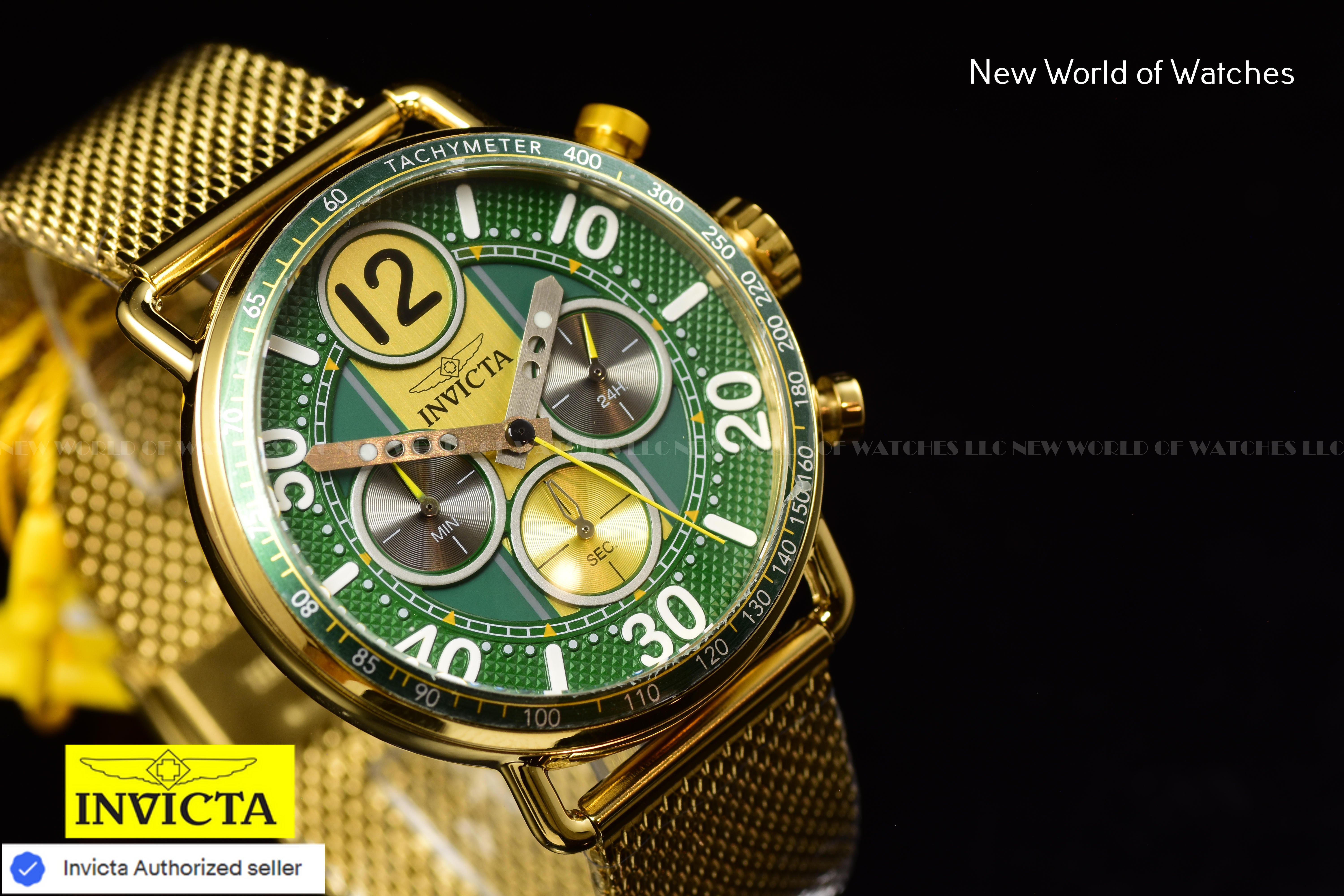 Invicta Men Speedway 44mm Green Quartz Japan Stainless Steel Watch
