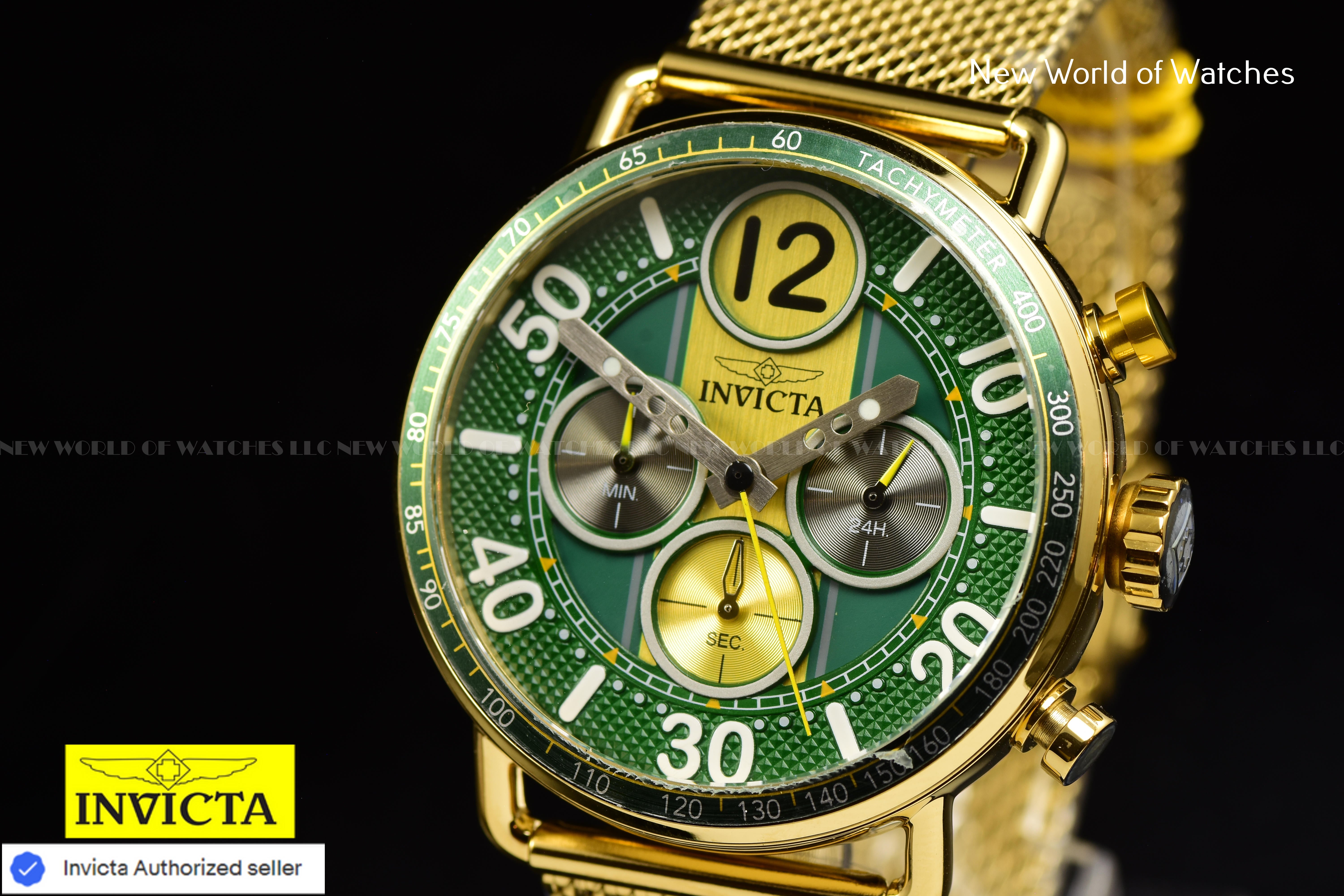 Invicta Men Speedway 44mm Green Quartz Japan Stainless Steel Watch