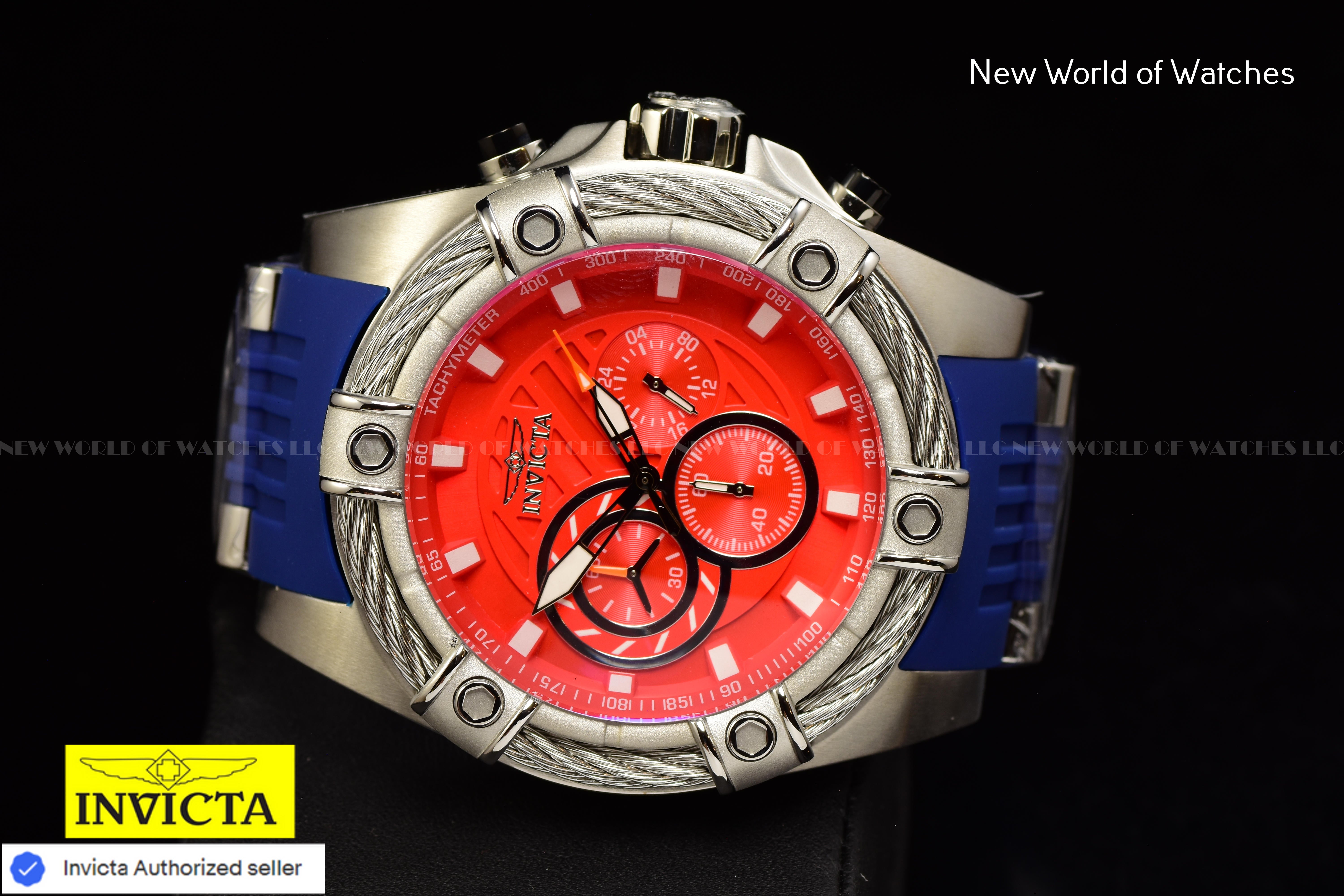 Invicta Men Bolt 52mm Red Quartz Japan Silicone Stainless Steel 49812 Watch