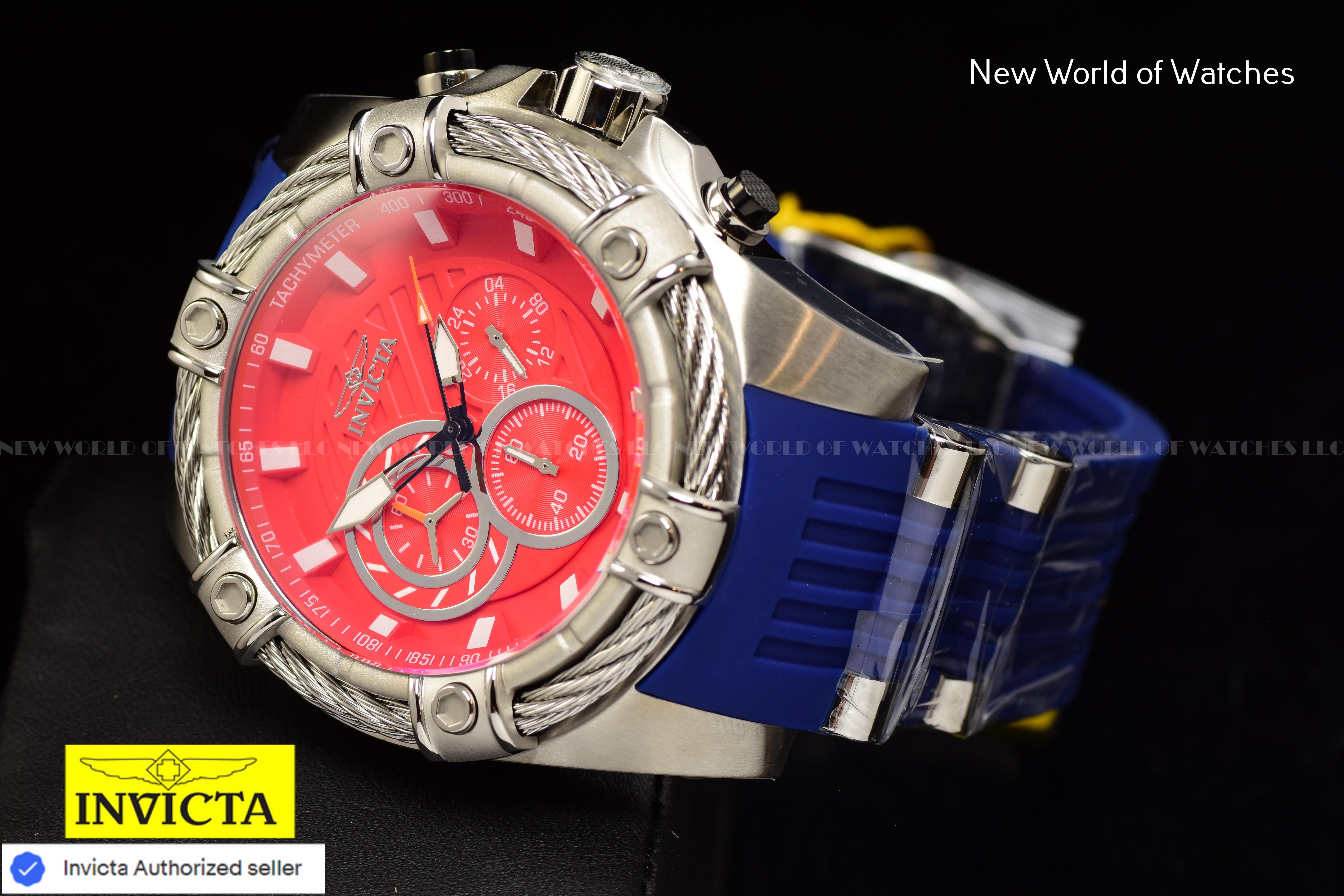 Invicta Men Bolt 52mm Red Quartz Japan Silicone Stainless Steel 49812 Watch