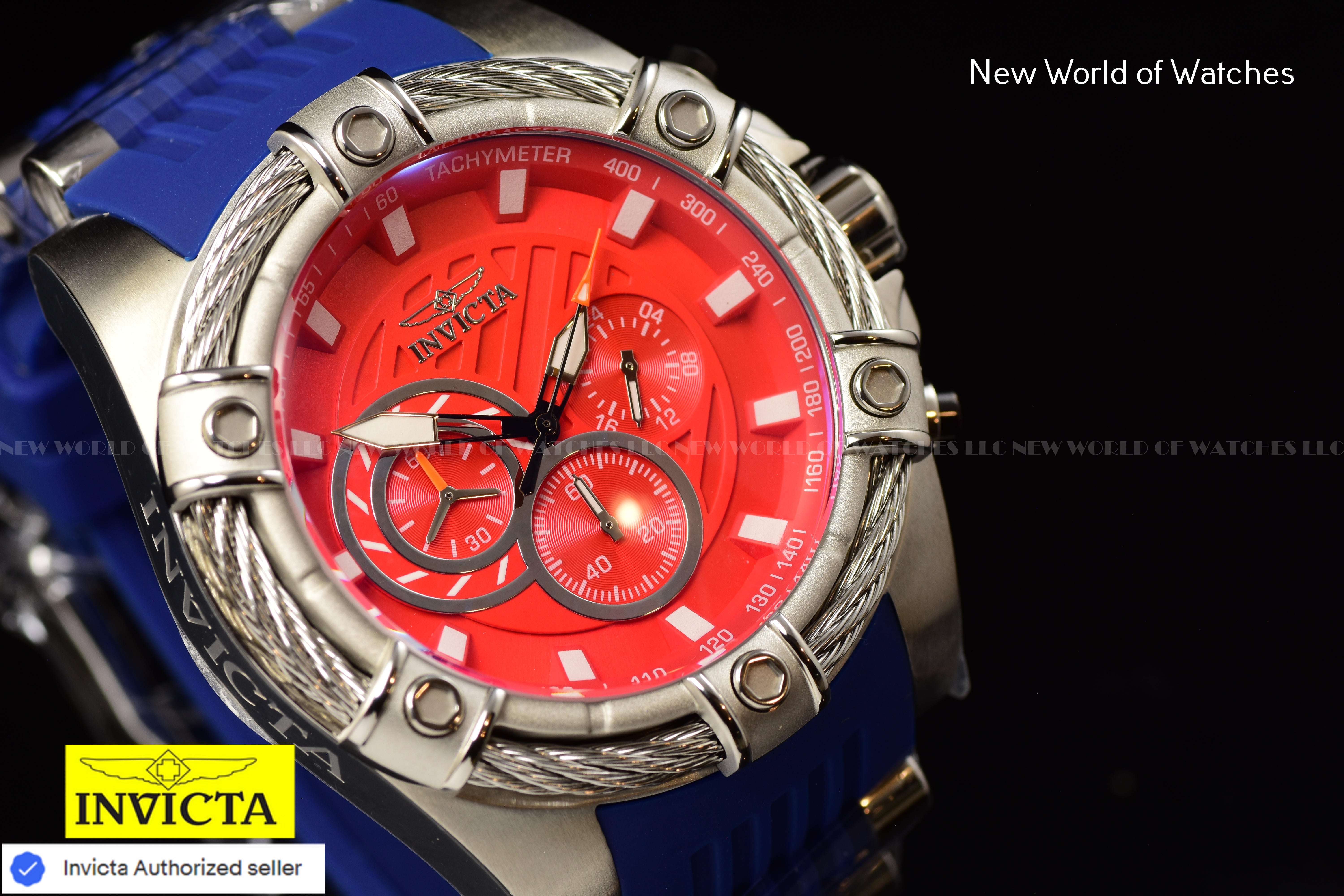 Invicta Men Bolt 52mm Red Quartz Japan Silicone Stainless Steel 49812 Watch