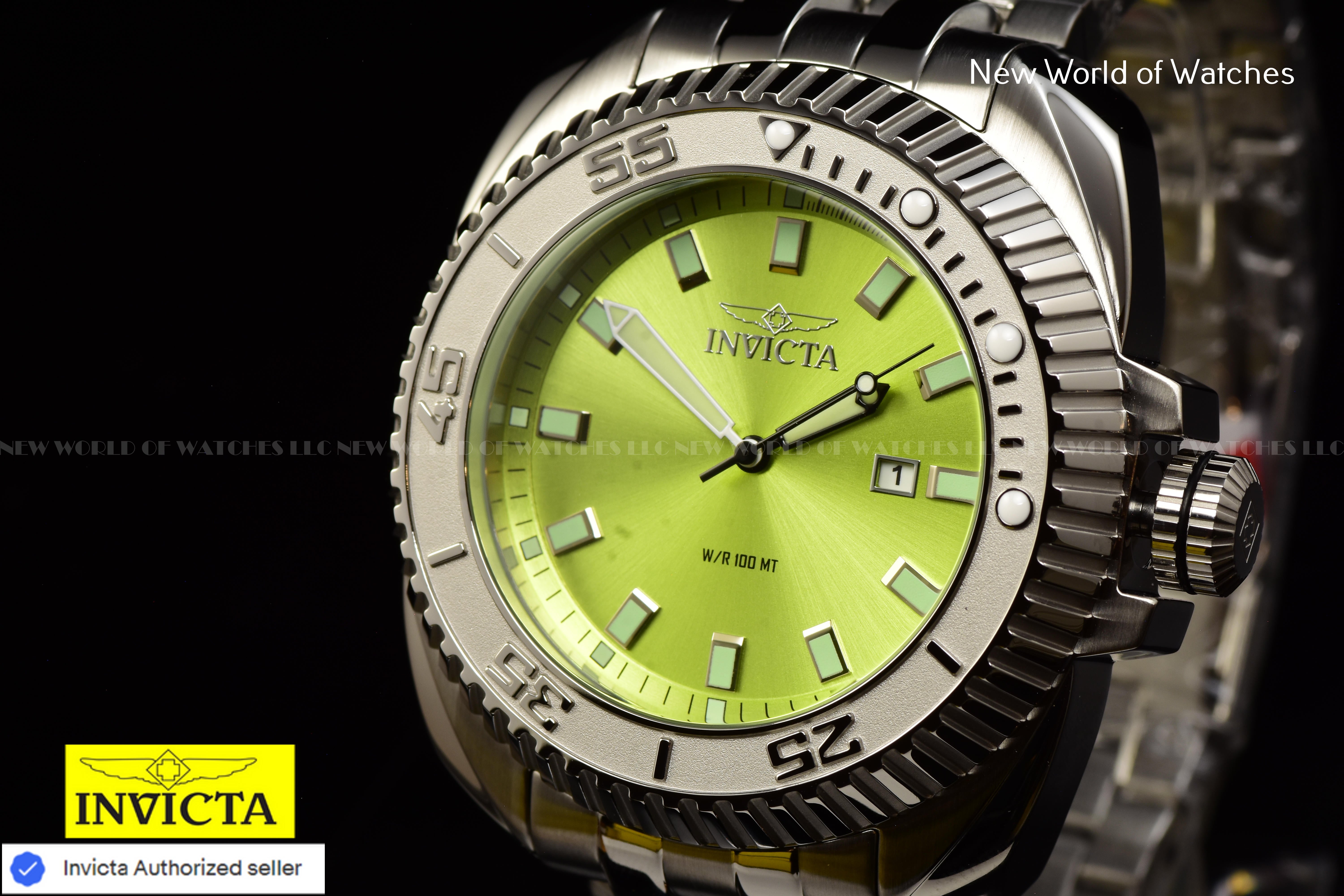 Invicta Men Coalition Forces 50mm Light Green Quartz Singapore Stainless Steel Watch