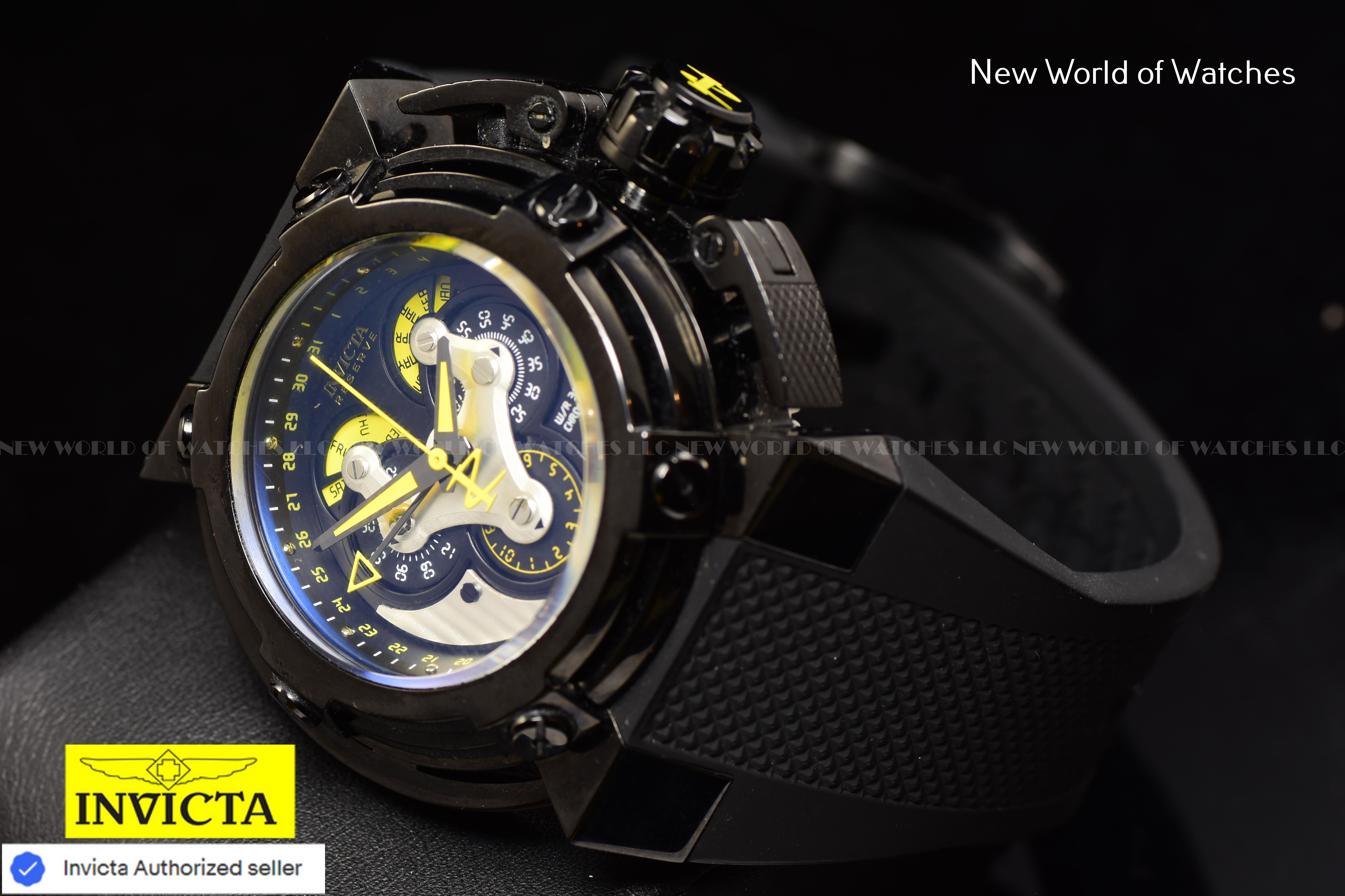 Invicta Men Reserve X-Wing 46mm Black Quartz Swiss Silicone Watch