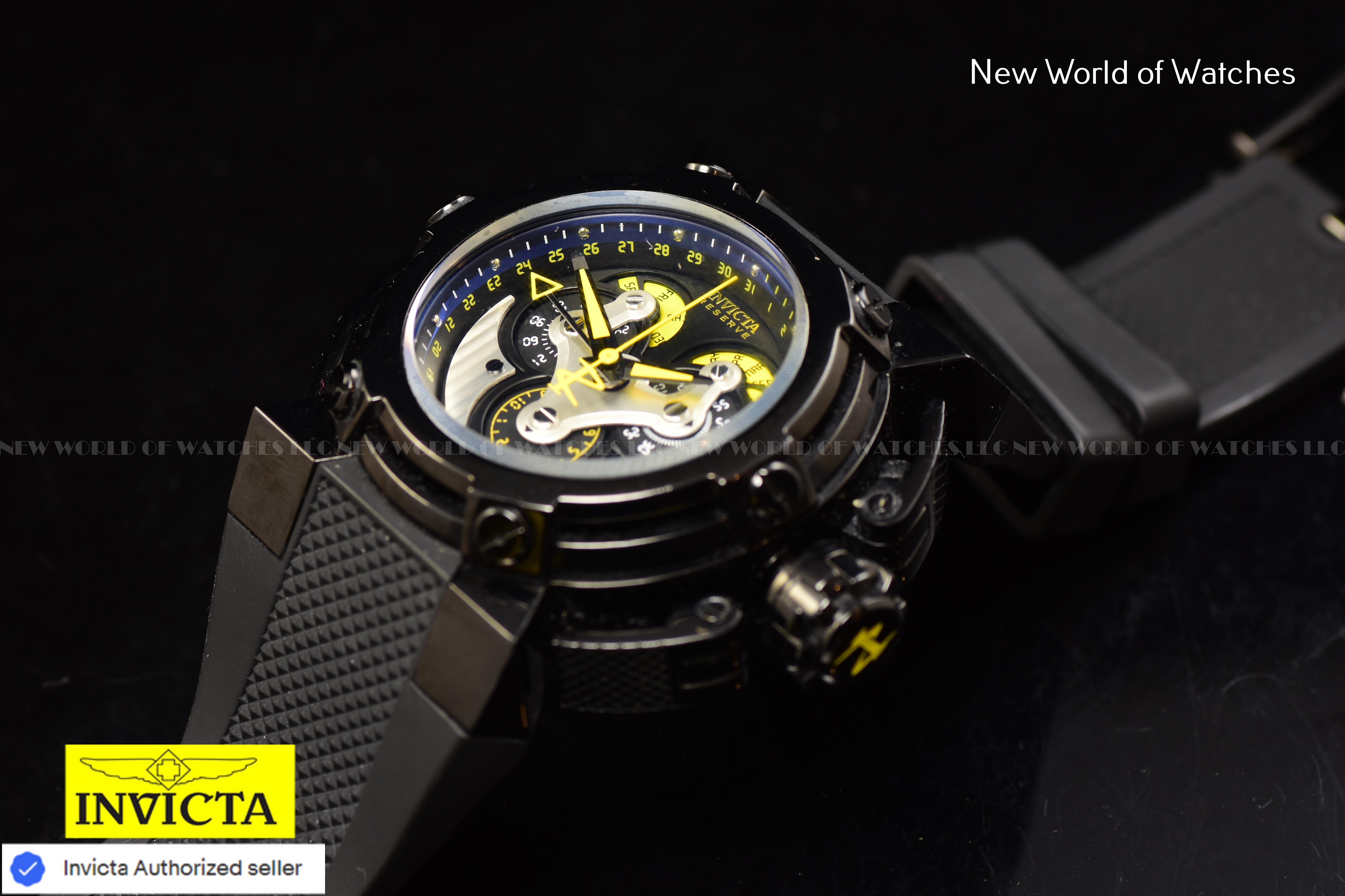 Invicta Men Reserve X-Wing 46mm Black Quartz Swiss Silicone Watch