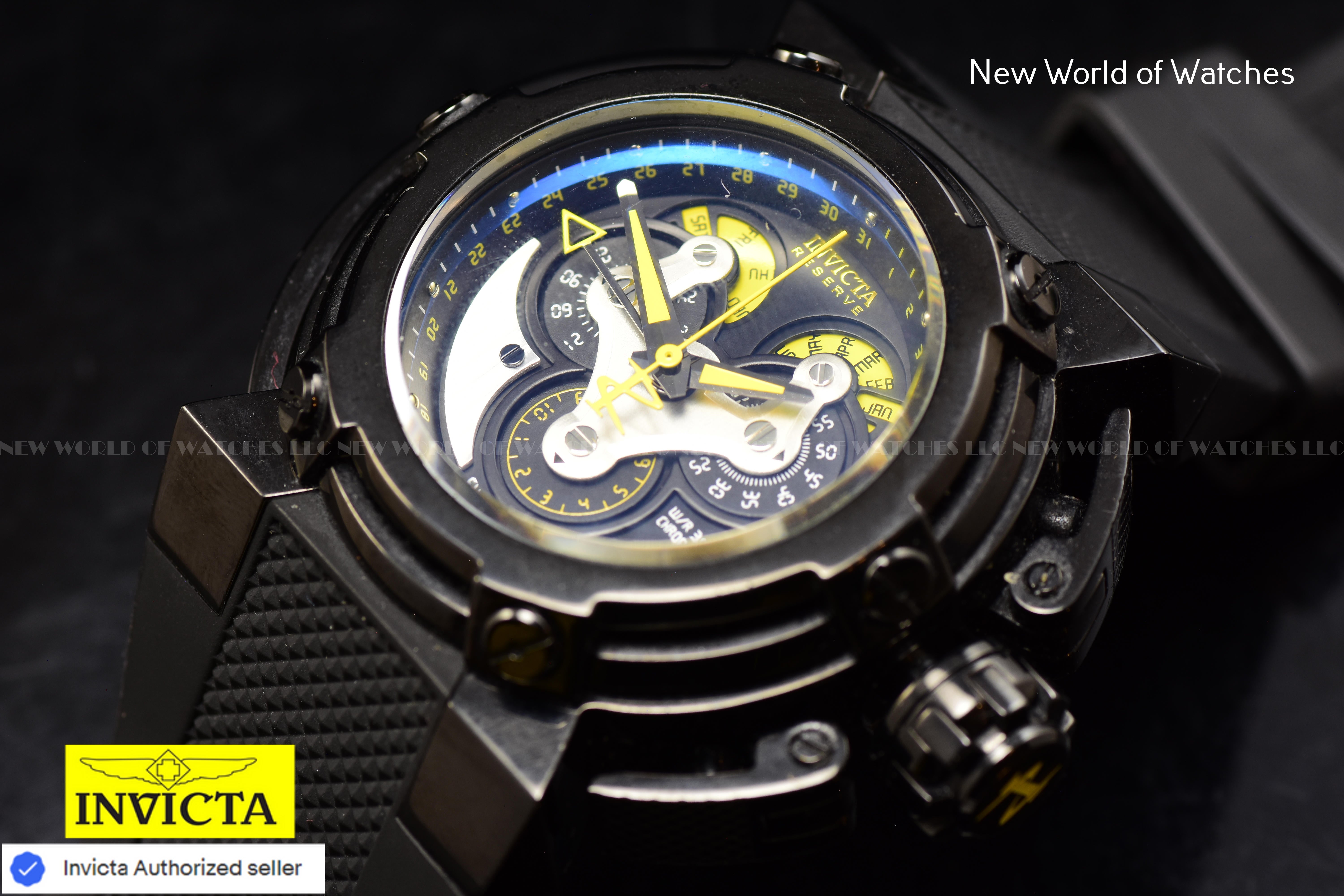 Invicta Men Reserve X-Wing 46mm Black Quartz Swiss Silicone Watch