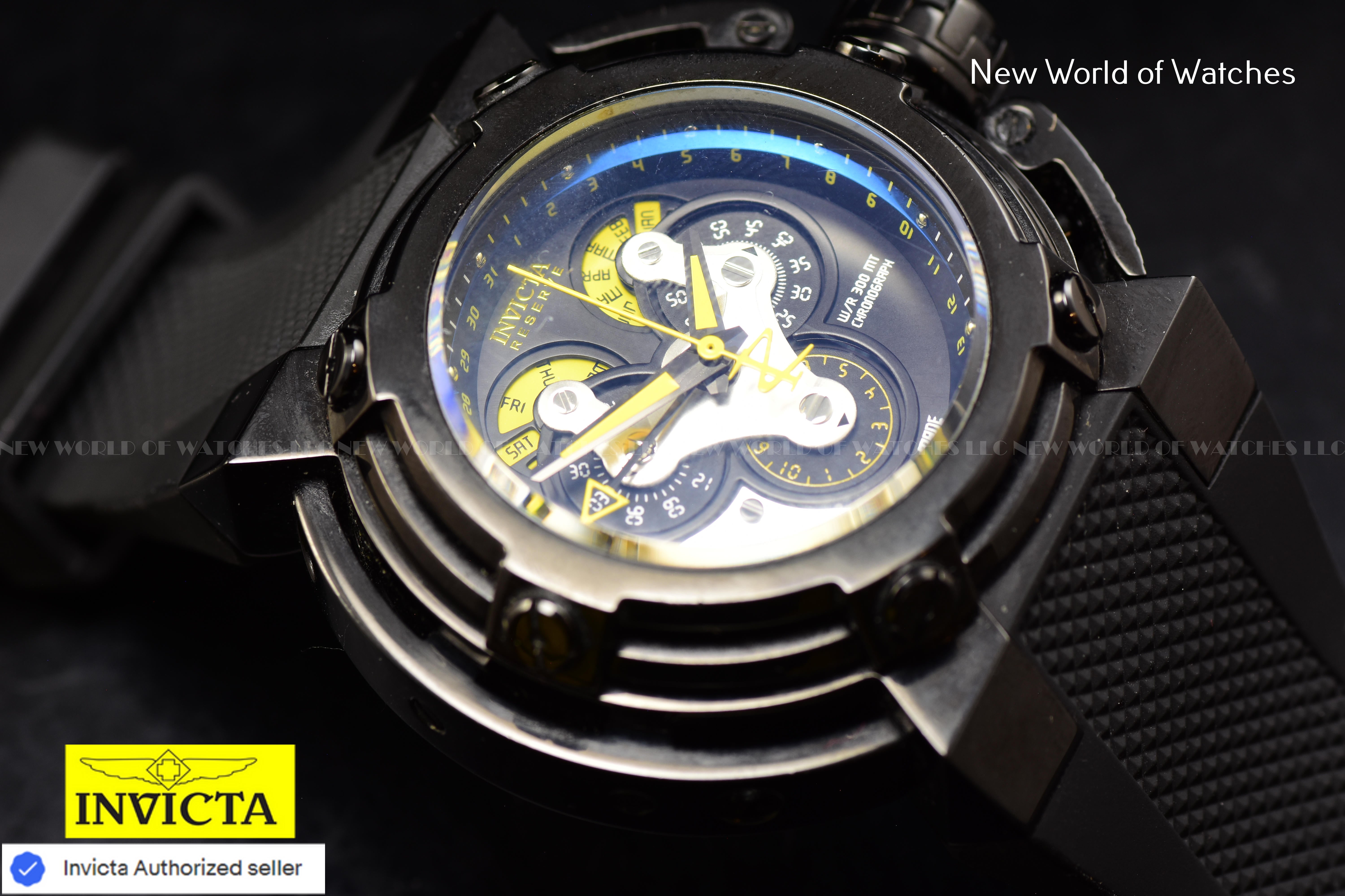 Invicta Men Reserve X-Wing 46mm Black Quartz Swiss Silicone Watch