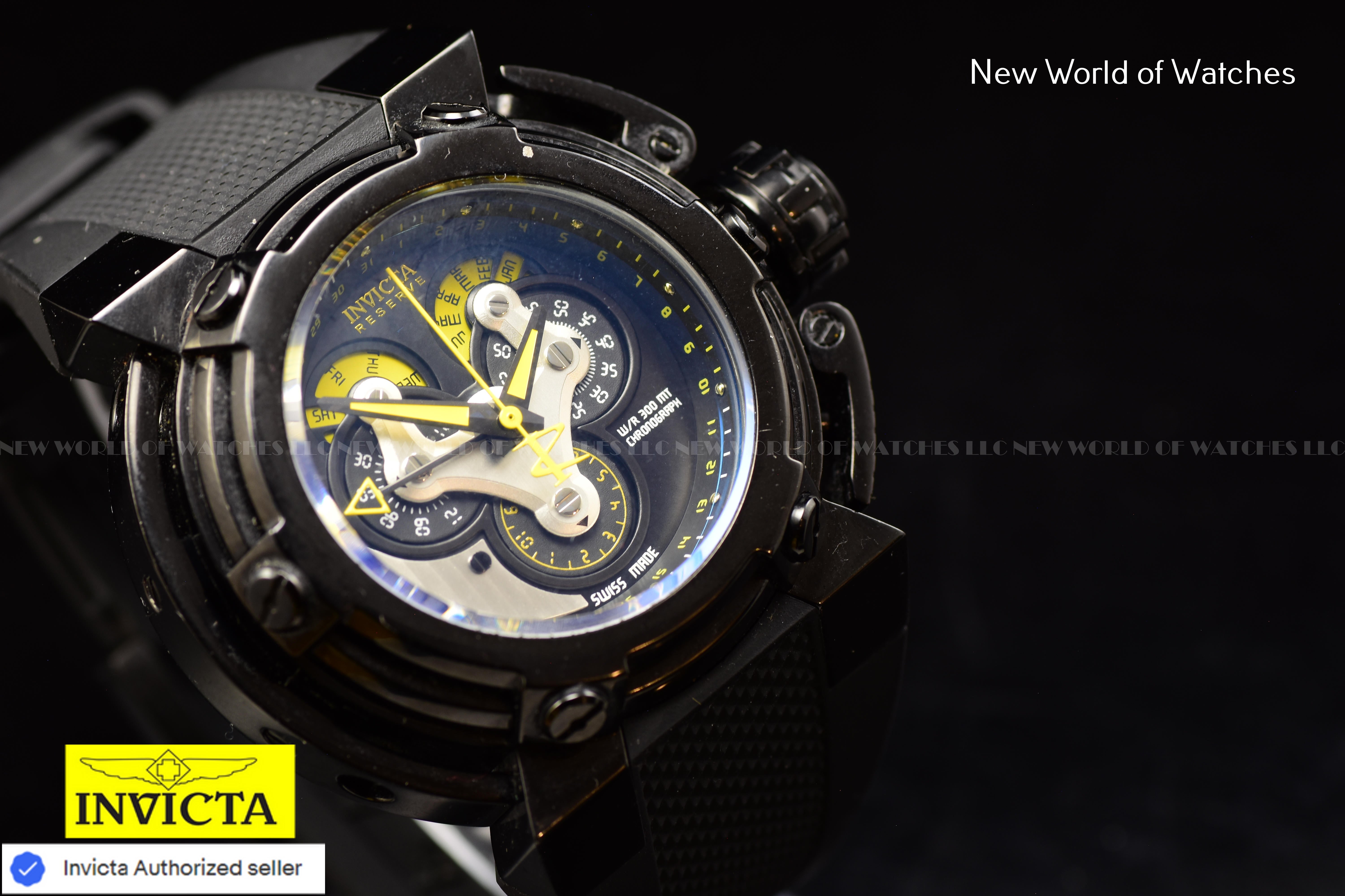 Invicta Men Reserve X-Wing 46mm Black Quartz Swiss Silicone Watch