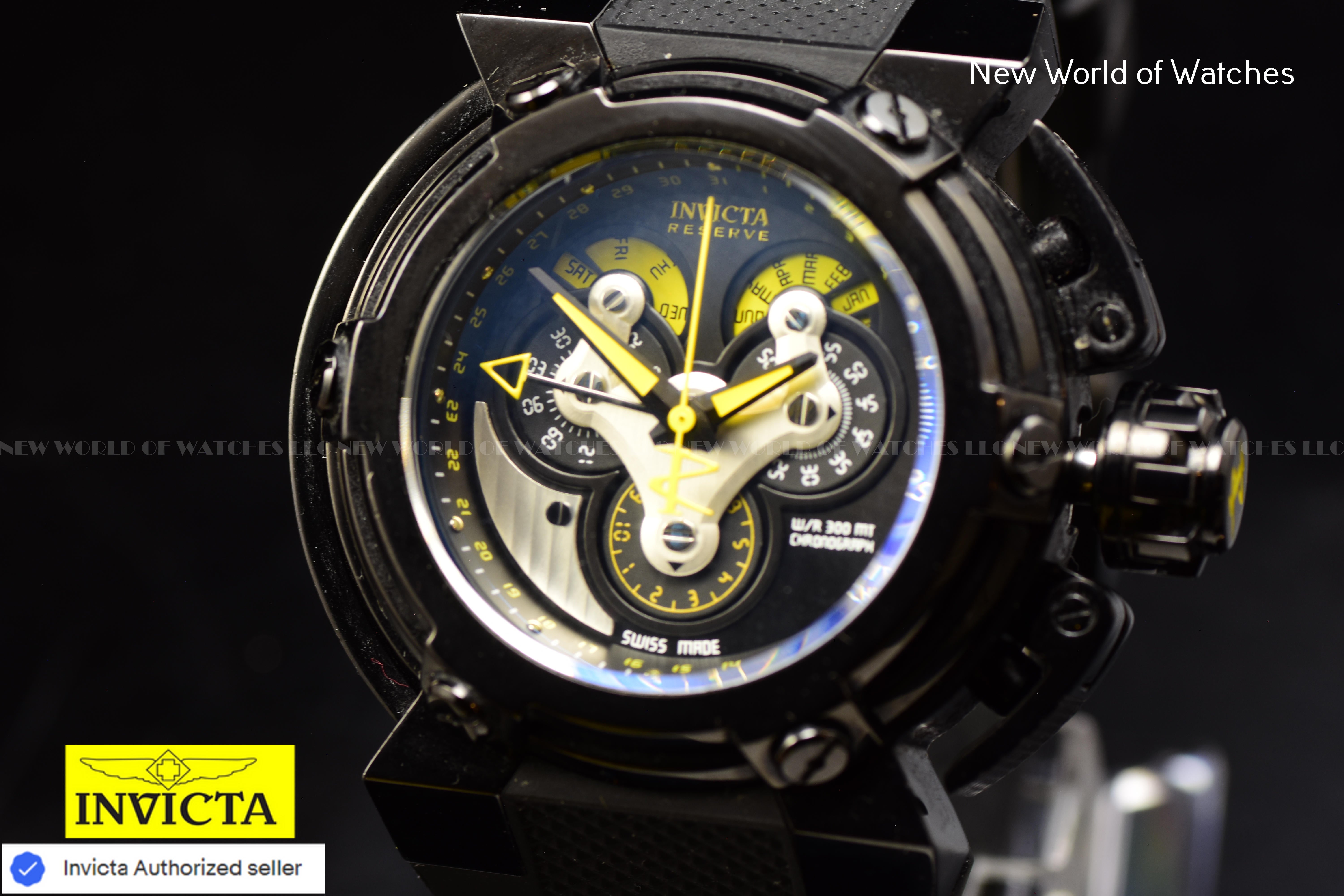 Invicta Men Reserve X-Wing 46mm Black Quartz Swiss Silicone Watch