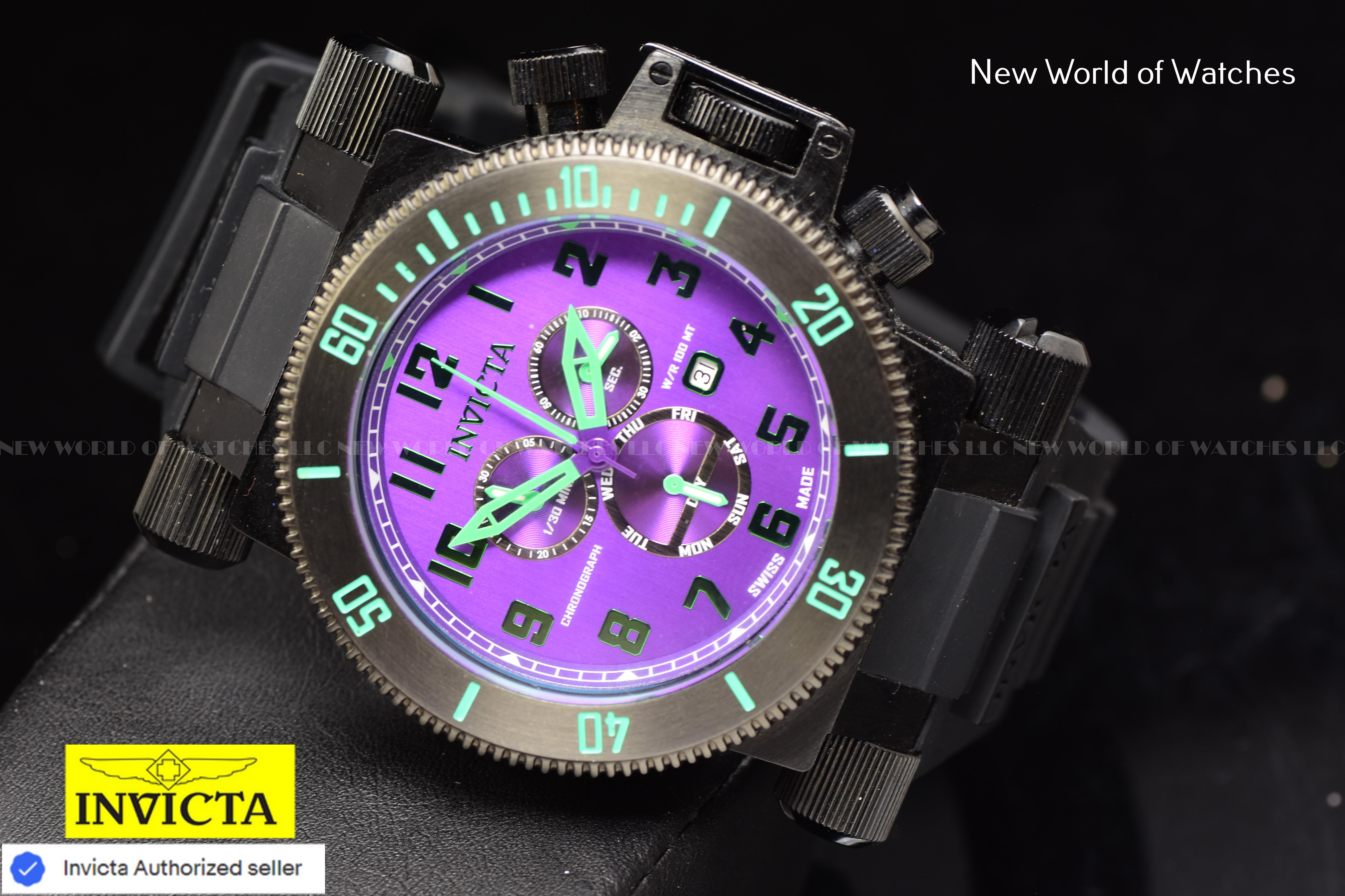 Invicta Men Coalition Forces 51mm Purple Quartz Swiss Silicone Watch