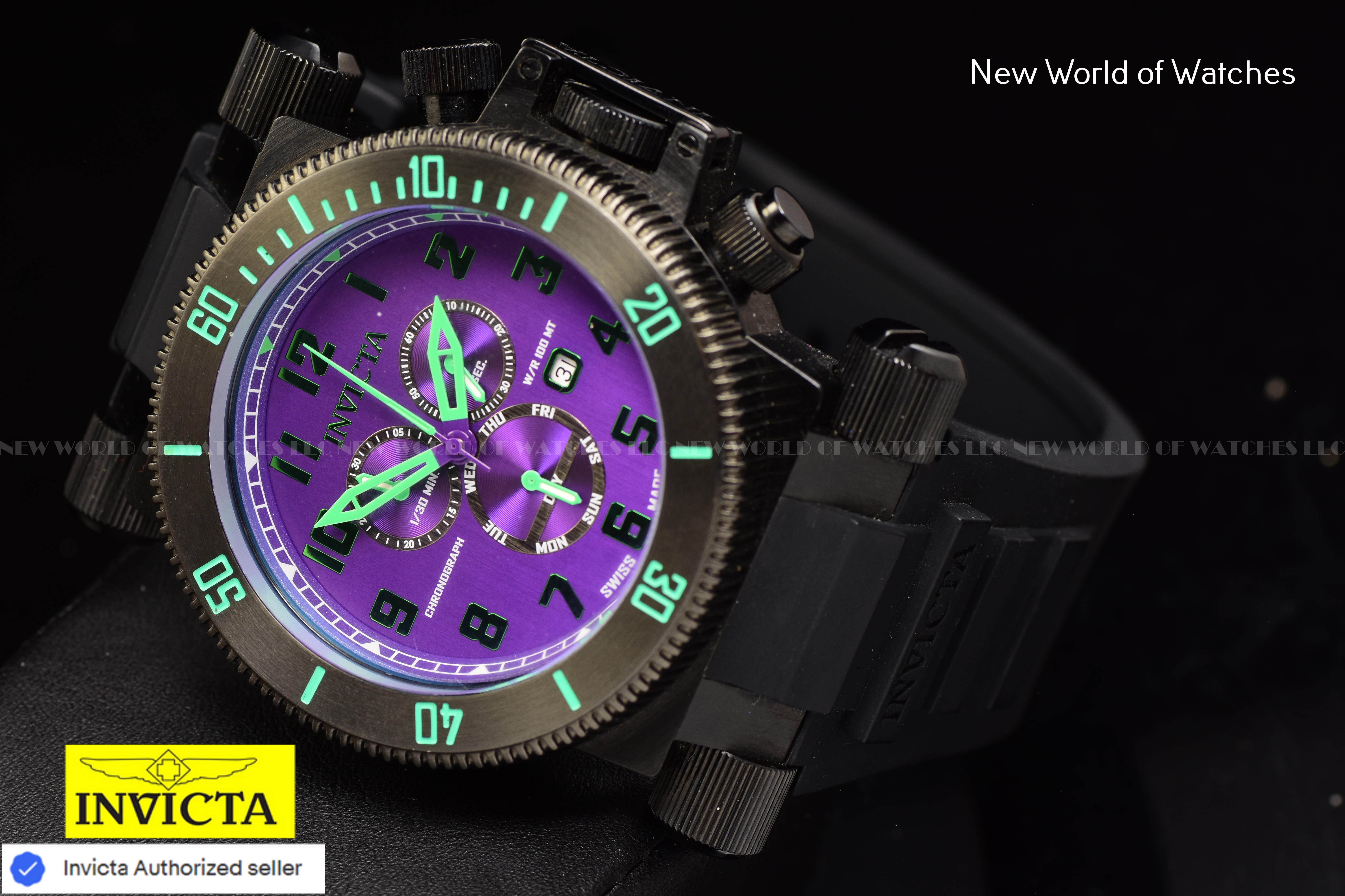 Invicta Men Coalition Forces 51mm Purple Quartz Swiss Silicone Watch