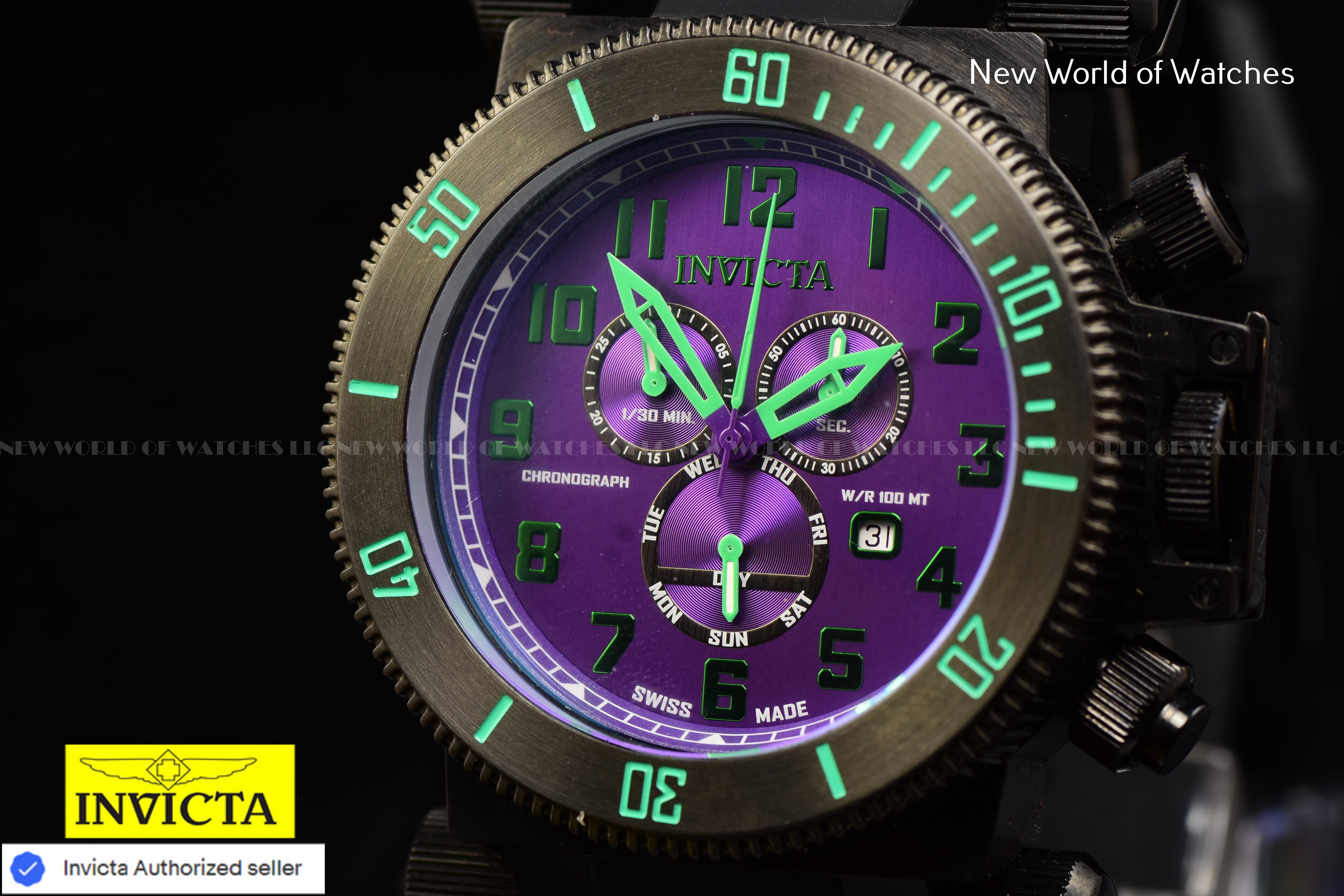 Invicta Men Coalition Forces 51mm Purple Quartz Swiss Silicone Watch