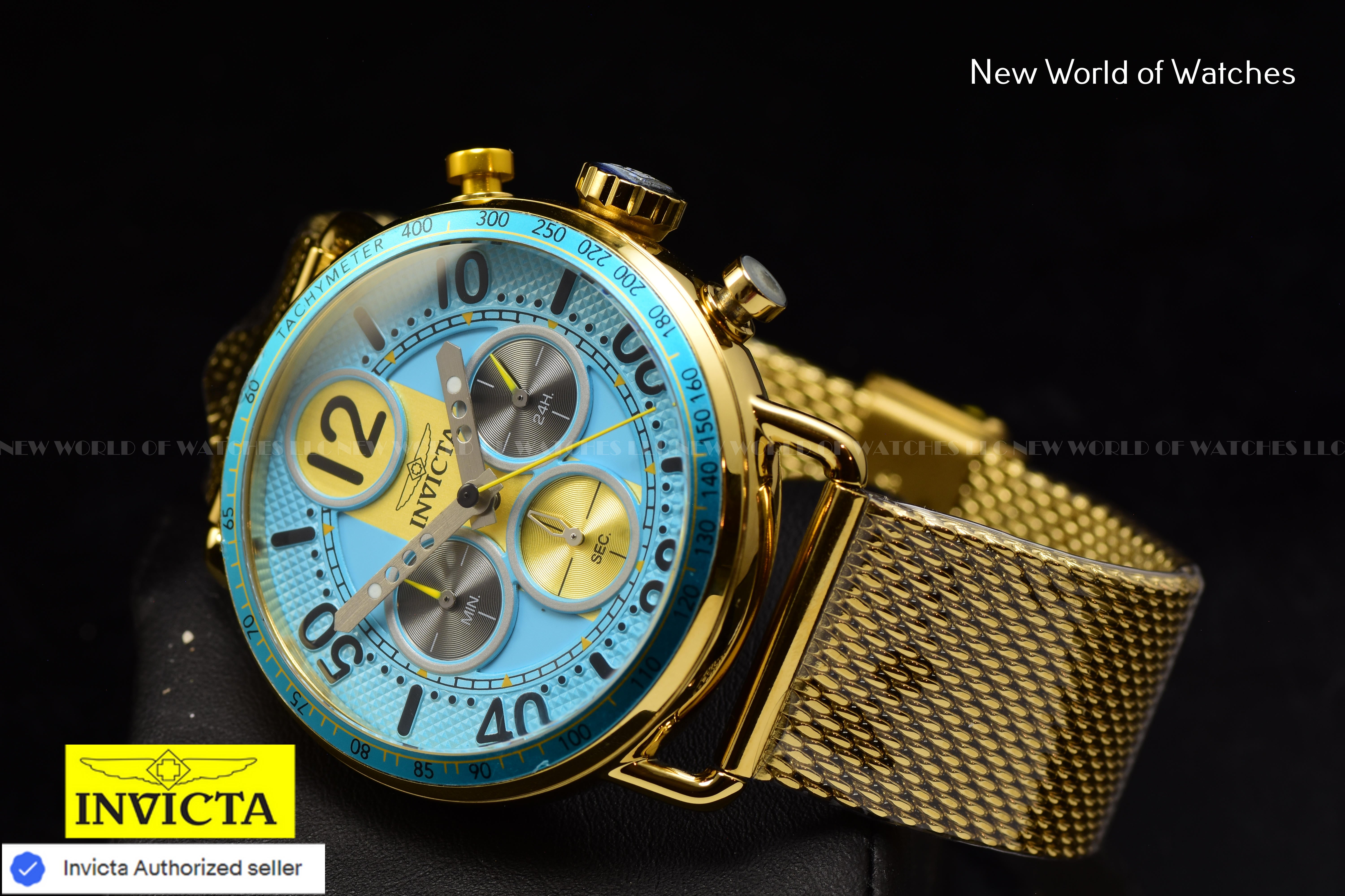 Invicta Men Speedway 44mm Light Blue Quartz Japan Stainless Steel Watch